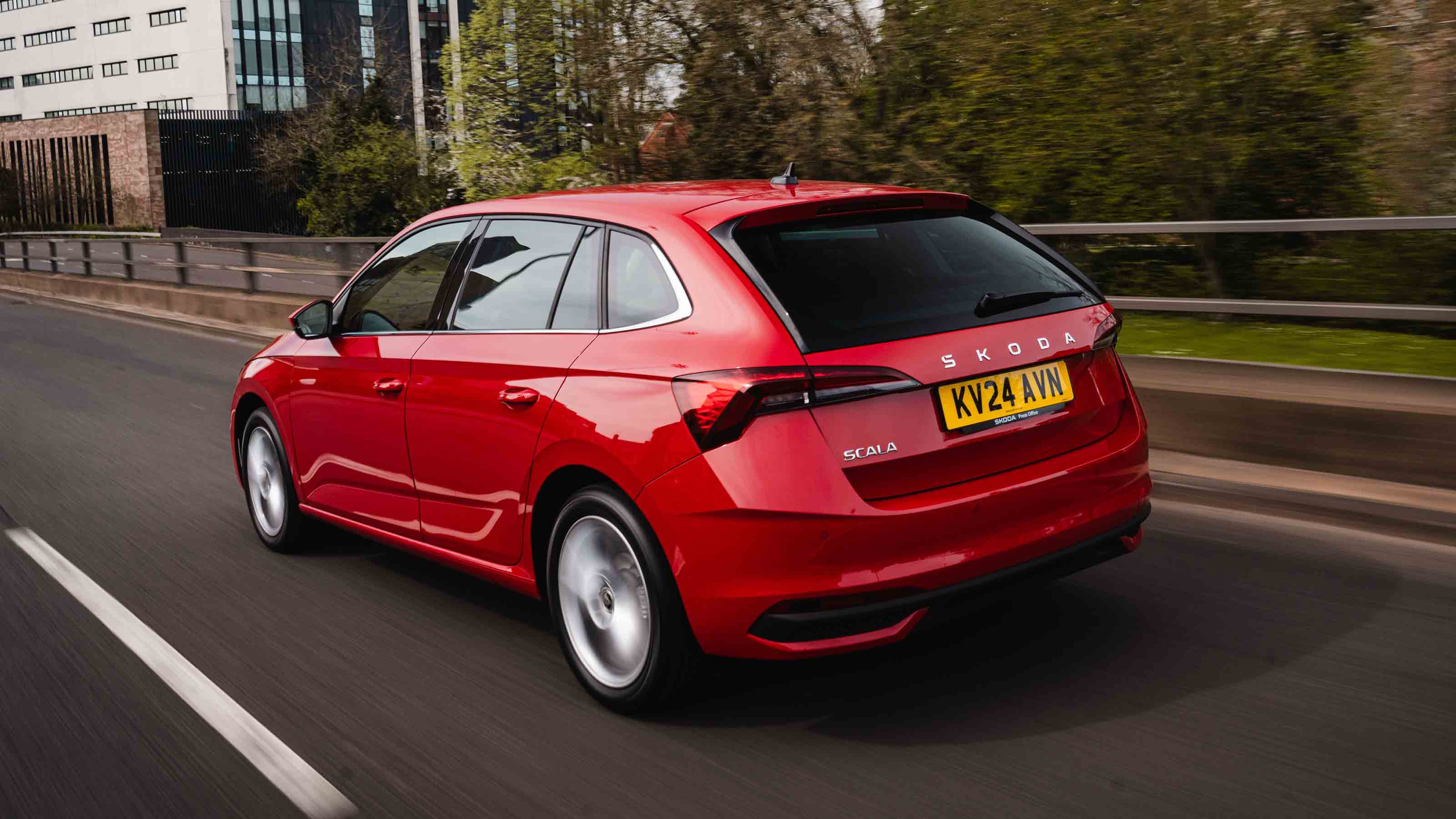 Skoda Scala UK rear quarter driving