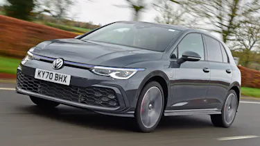 Volkswagen Golf GTE hatchback front 3/4 tracking