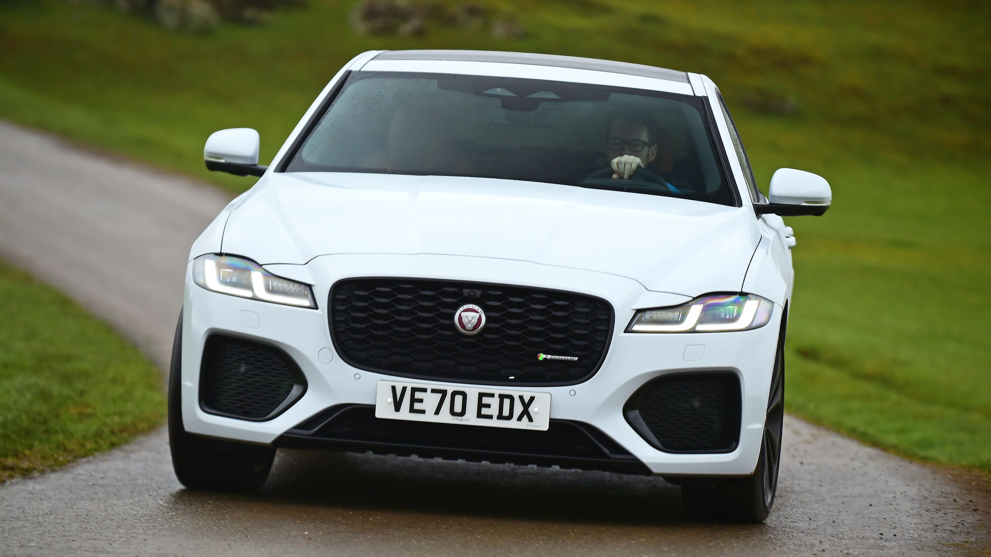 Jaguar XF saloon front driving