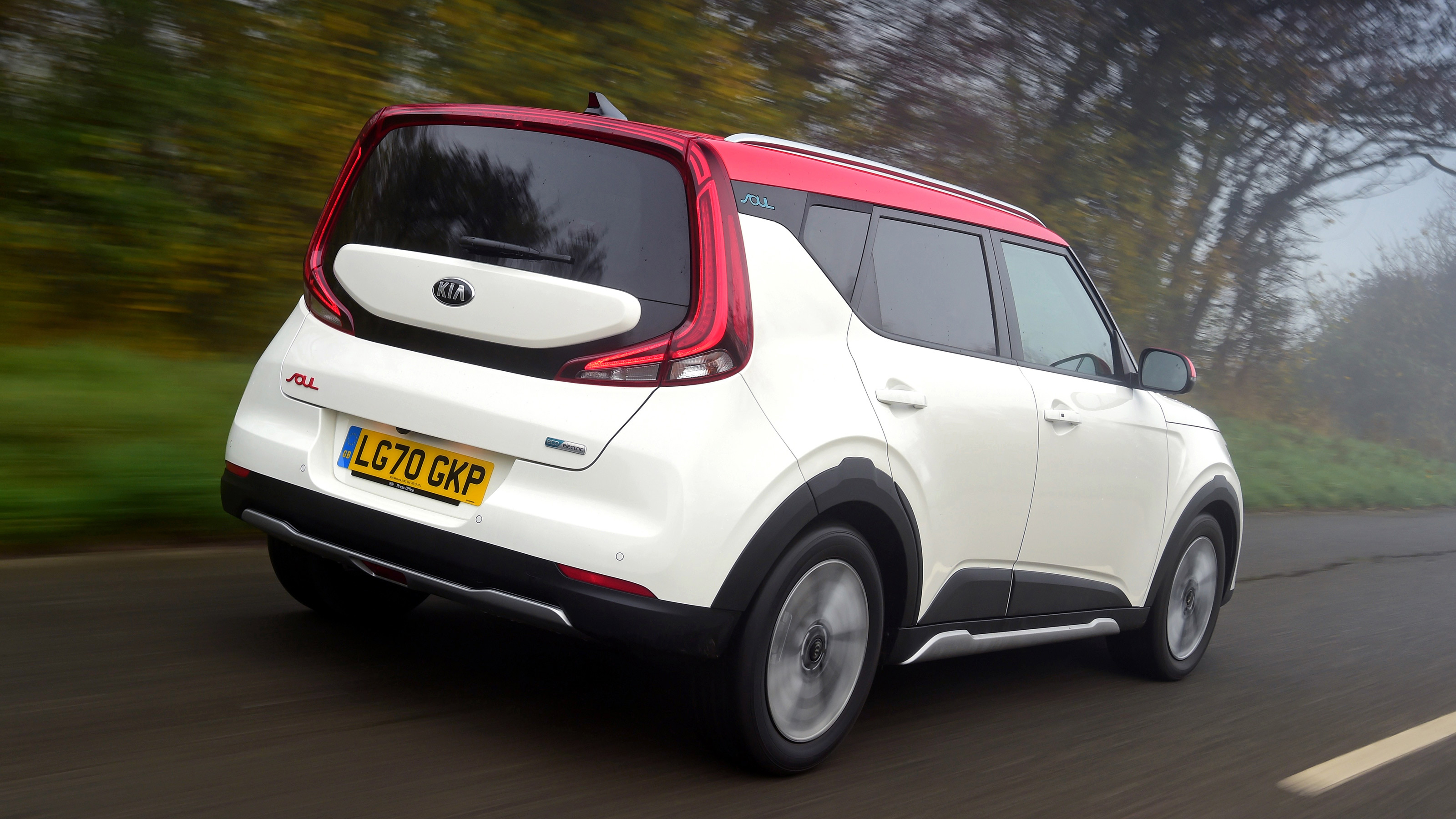 Kia Soul EV hatchback rear 3/4 tracking