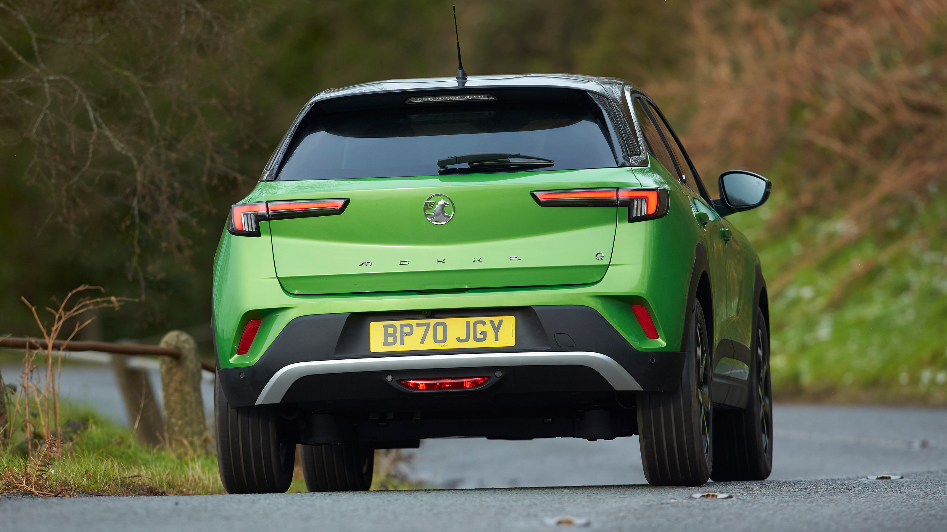 Vauxhall Mokka-e driving - rear view