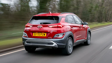 Hyundai Kona Hybrid SUV rear 3/4 tracking