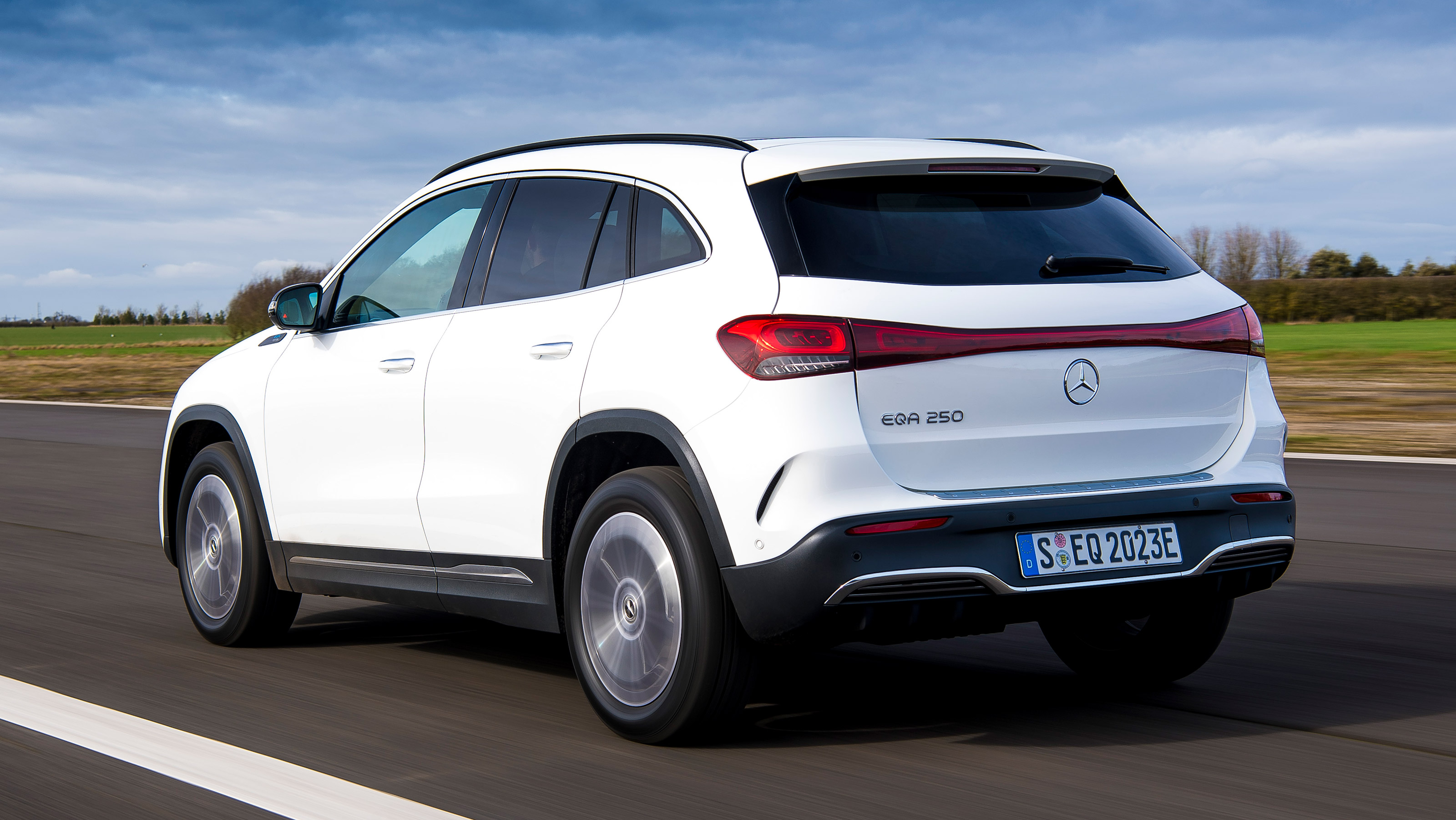 Mercedes EQA SUV review rear 3/4 driving
