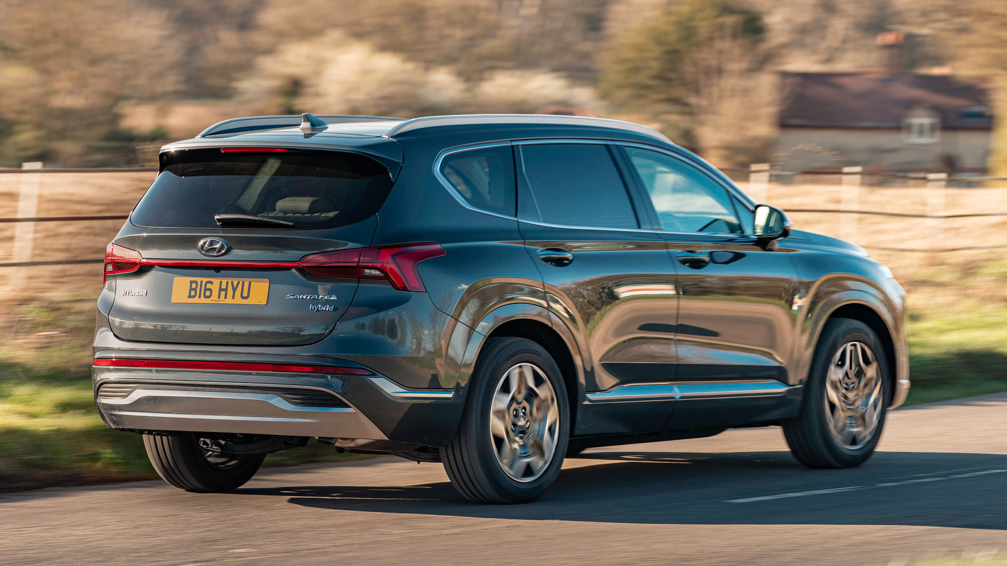 Hyundai Santa Fe SUV rear driving