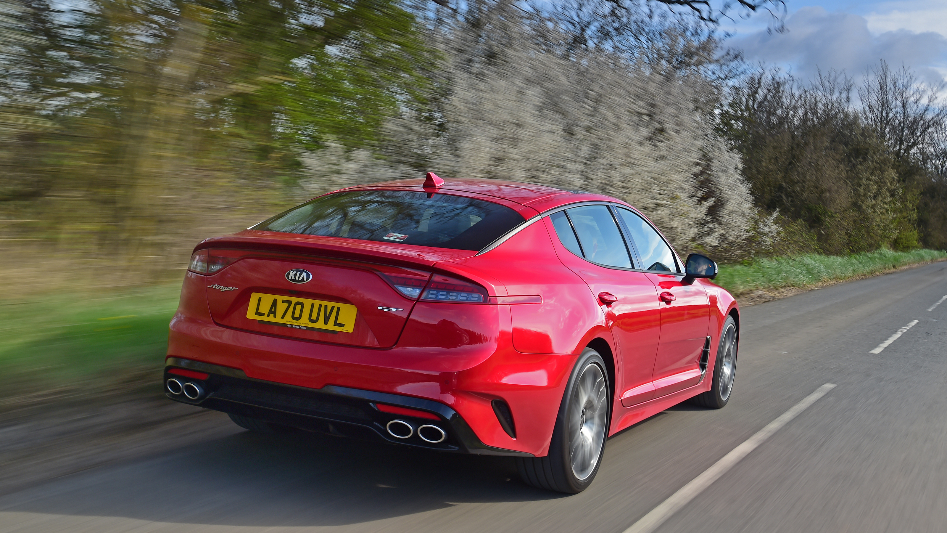 2021 Kia Stinger driving - rear