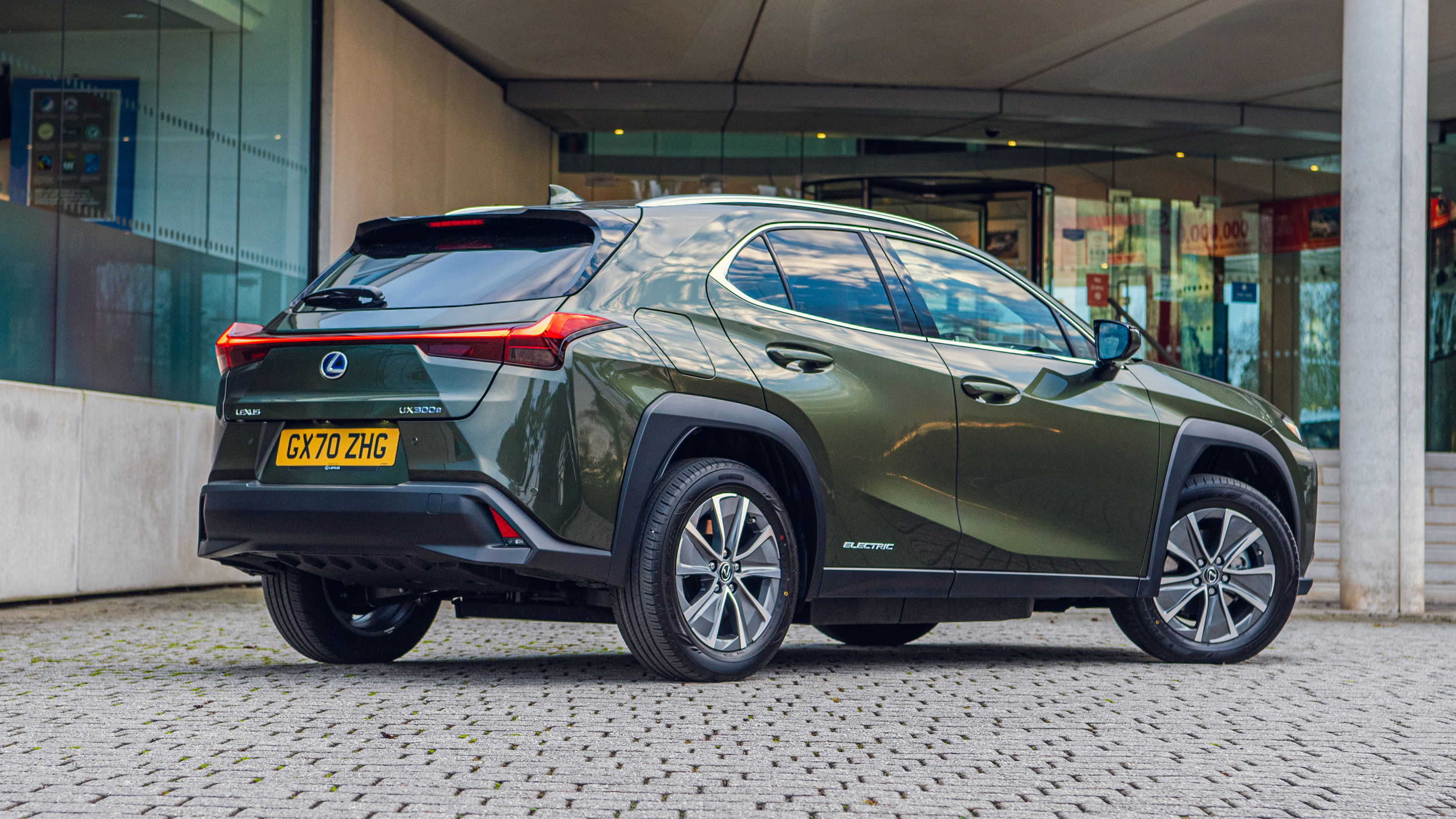 Lexus UX 300e SUV rear 3/4 static