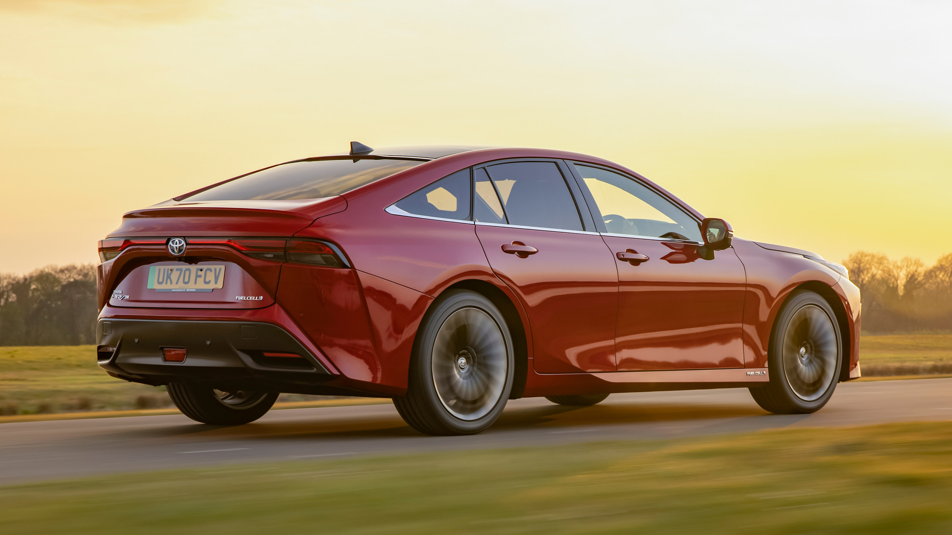 Toyota Mirai saloon rear 3/4 dynamic