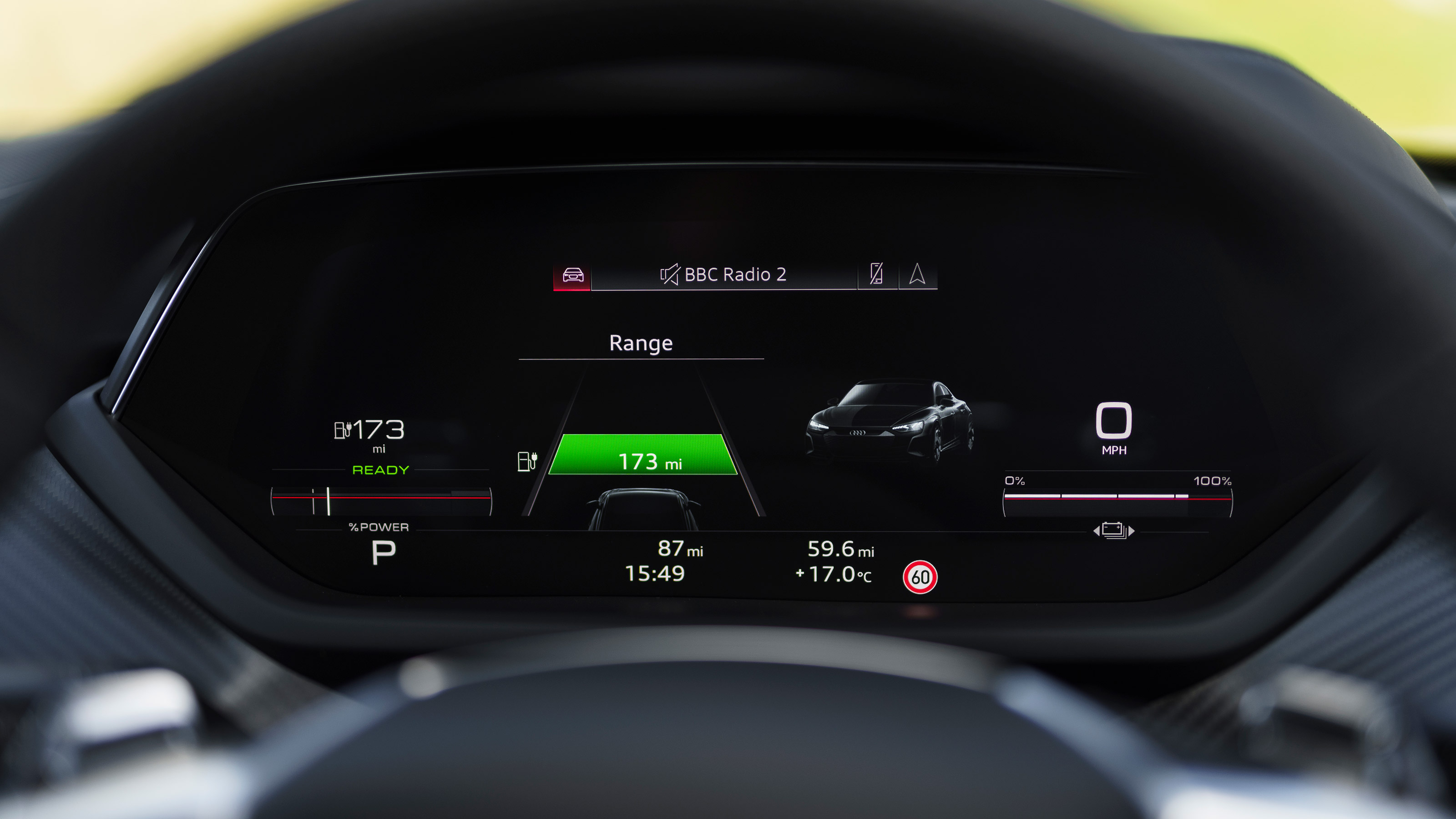 Audi e-tron GT saloon battery display