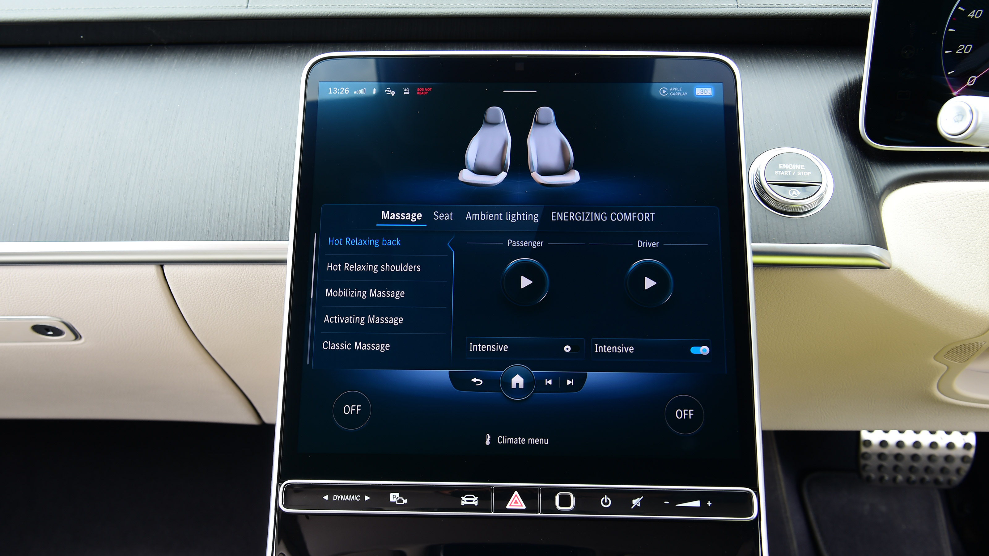 Mercedes S-Class saloon infotainment display