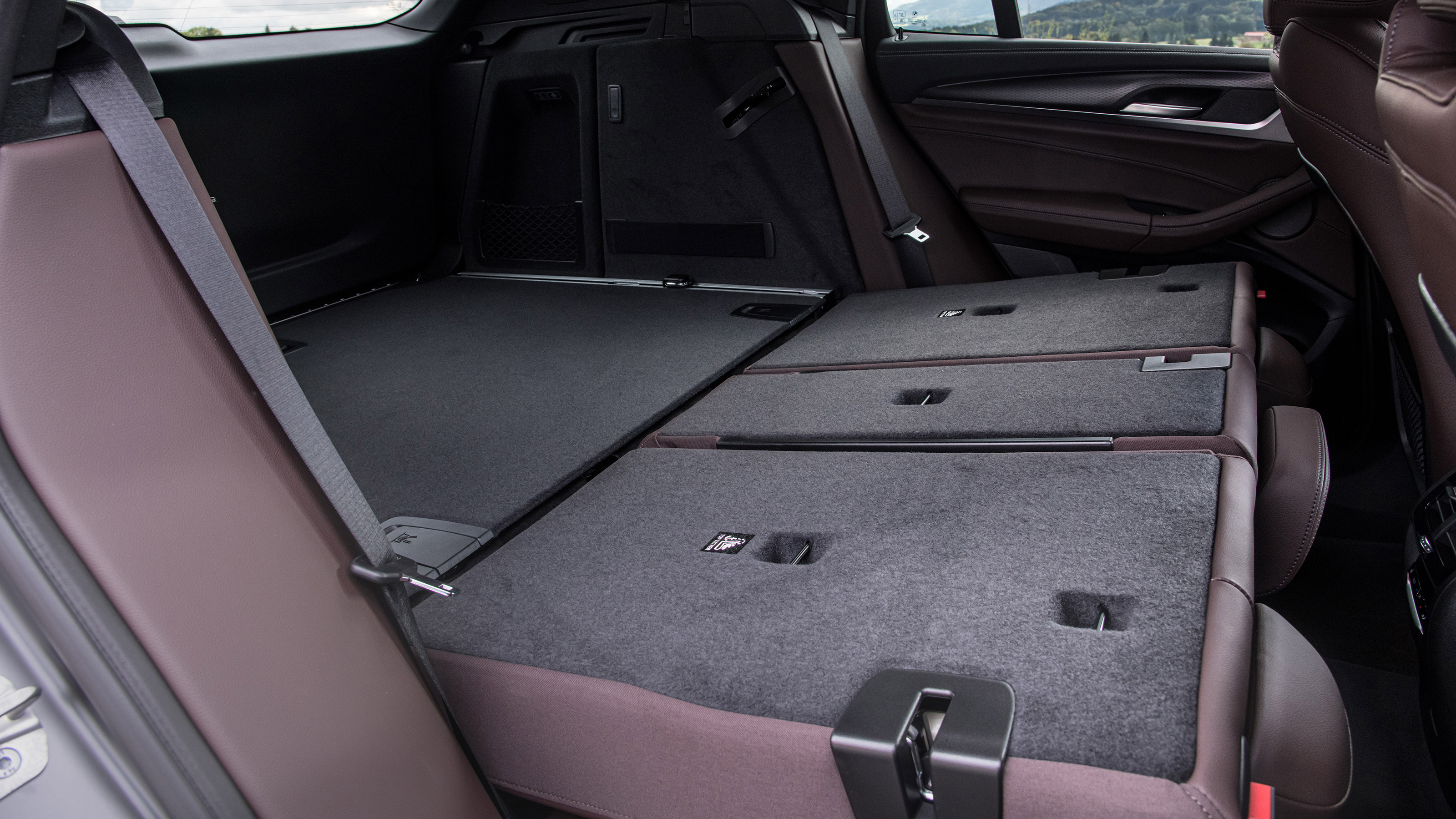 BMW X3 SUV rear backrests folded