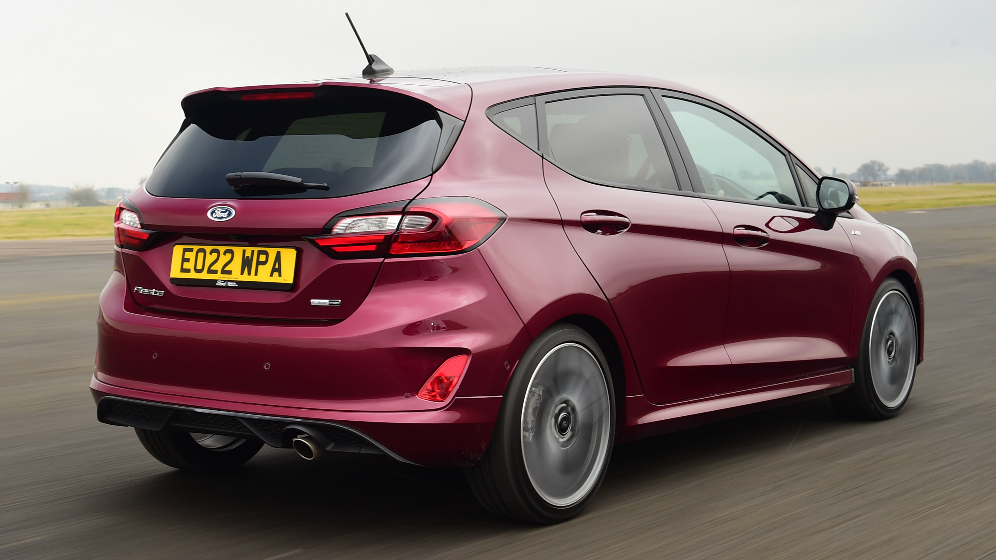 Facelifted Ford Fiesta driving - rear