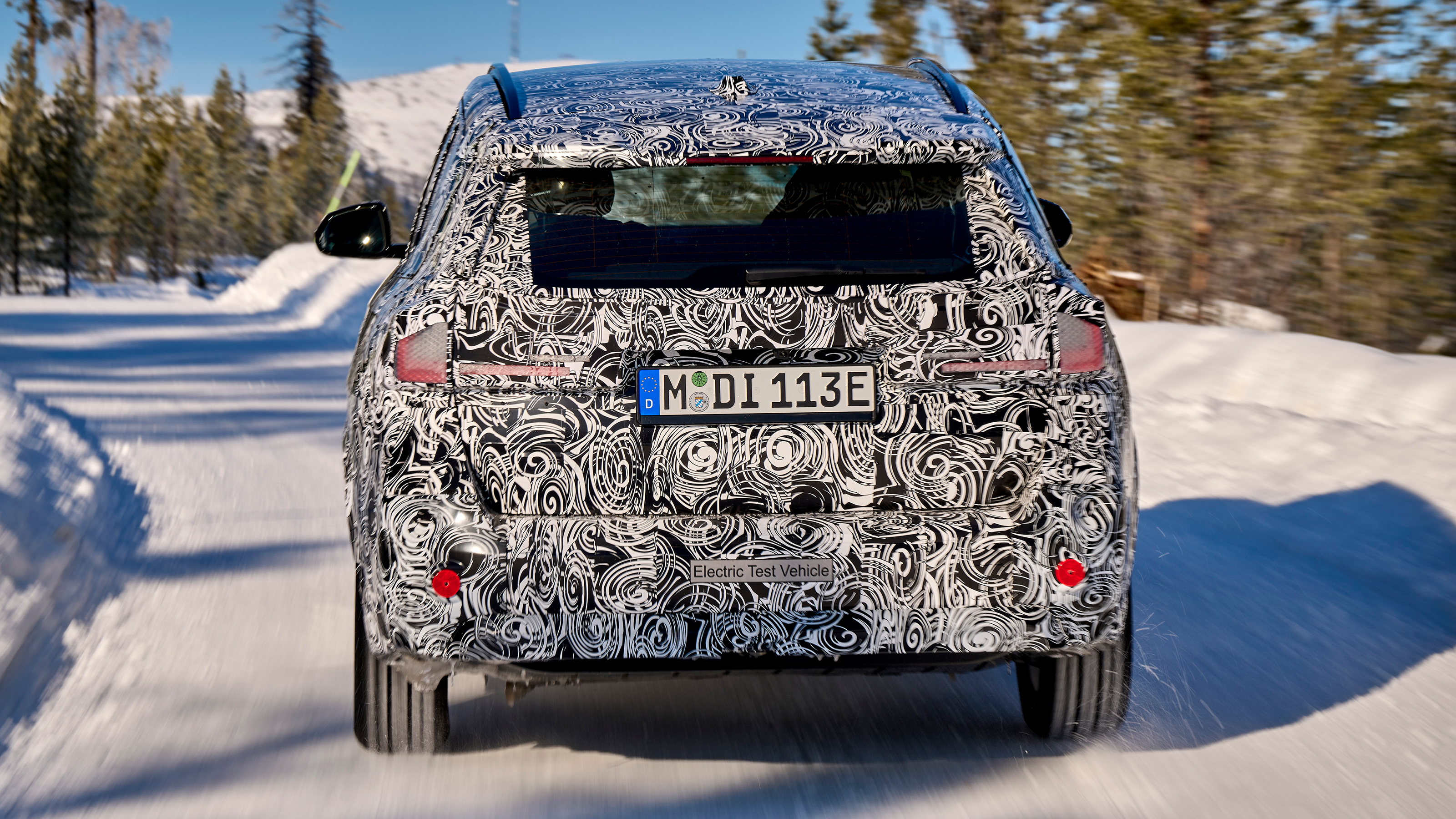 BMW iX1 winter testing rear snow