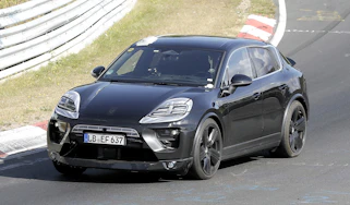 Porsche Macan EV Nurburgring front