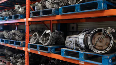 Gearboxes on shelf
