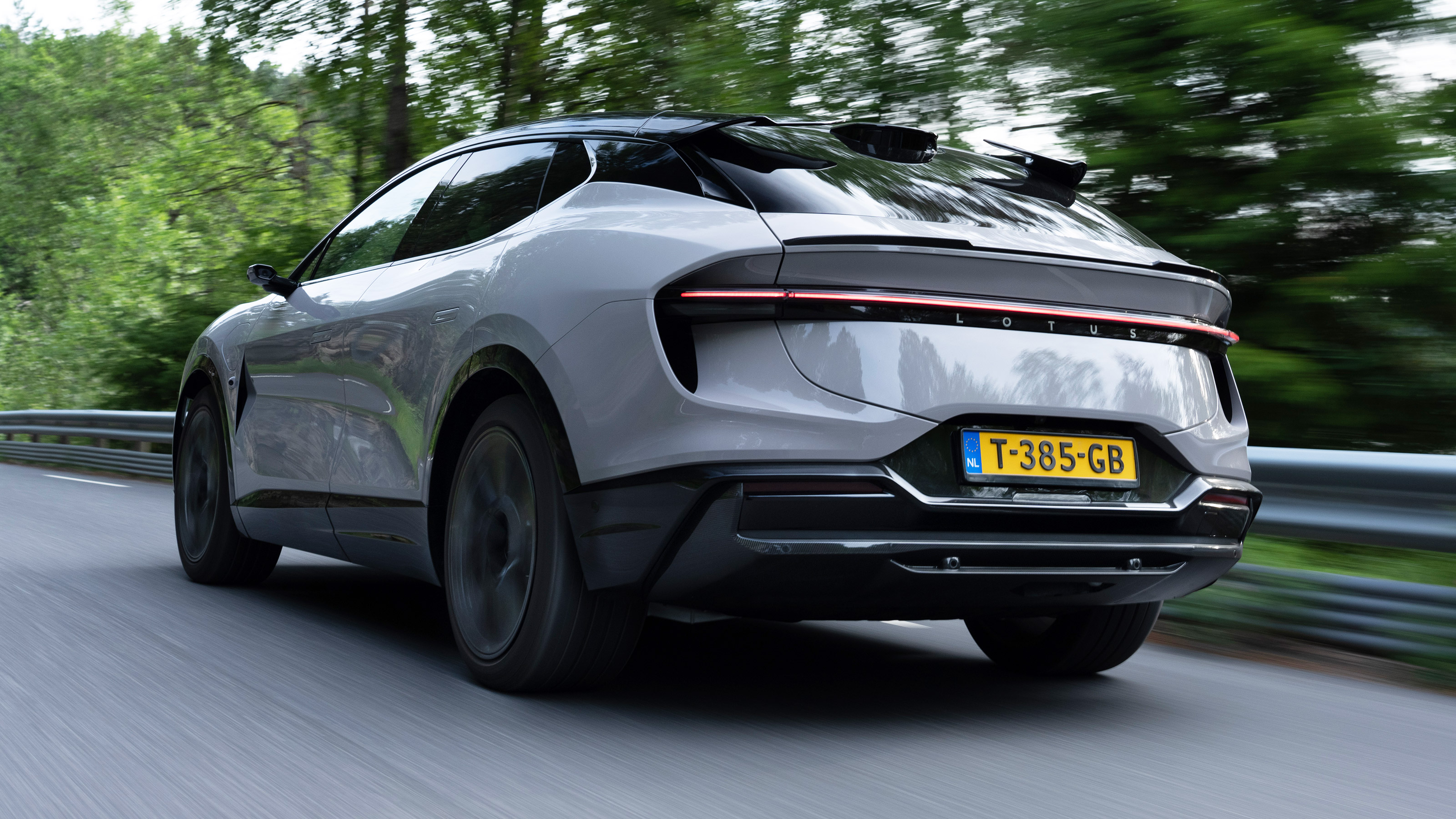 Lotus Eletre SUV rear 3/4 tracking