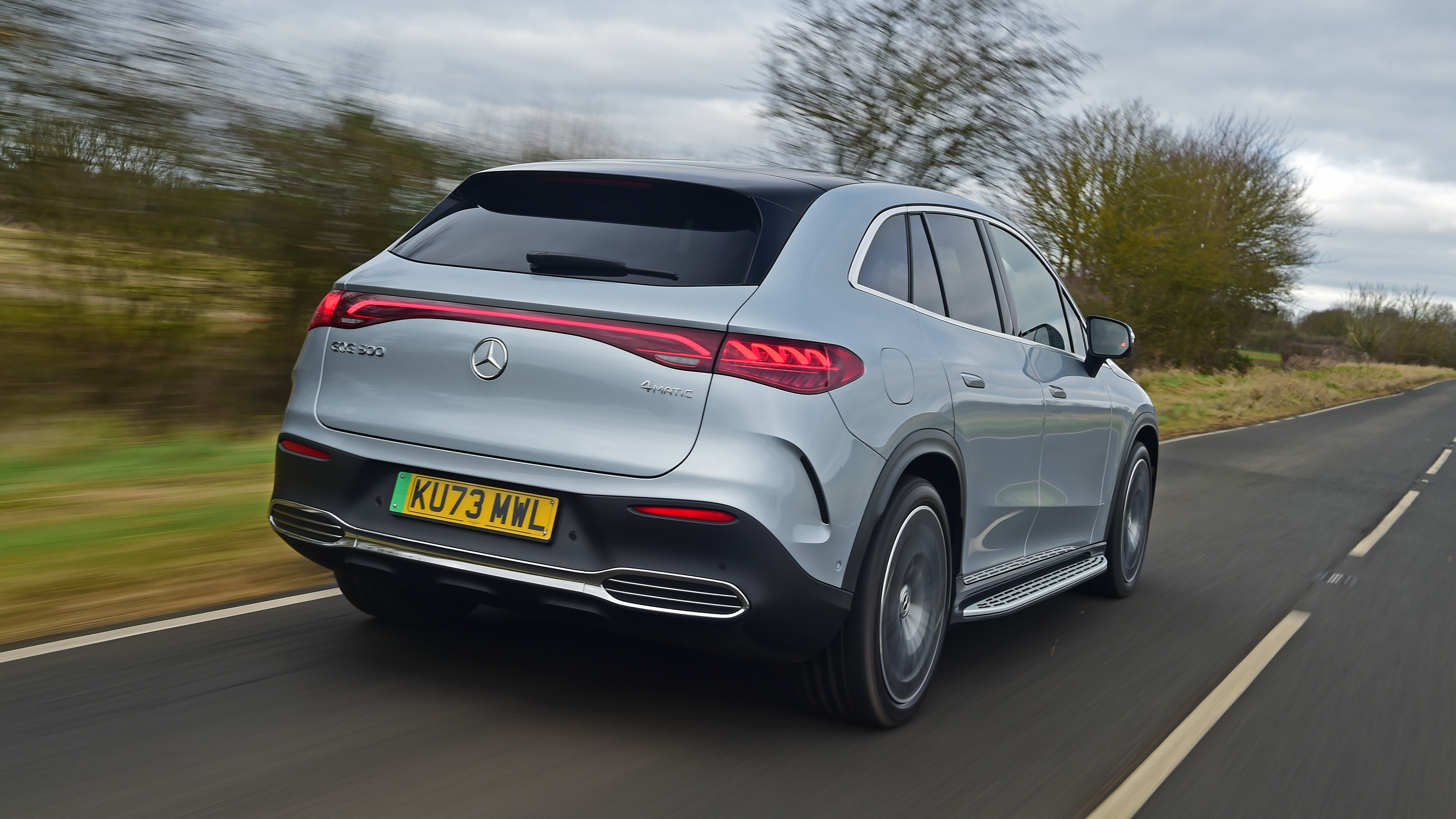 Mercedes EQE SUV rear 3/4 tracking