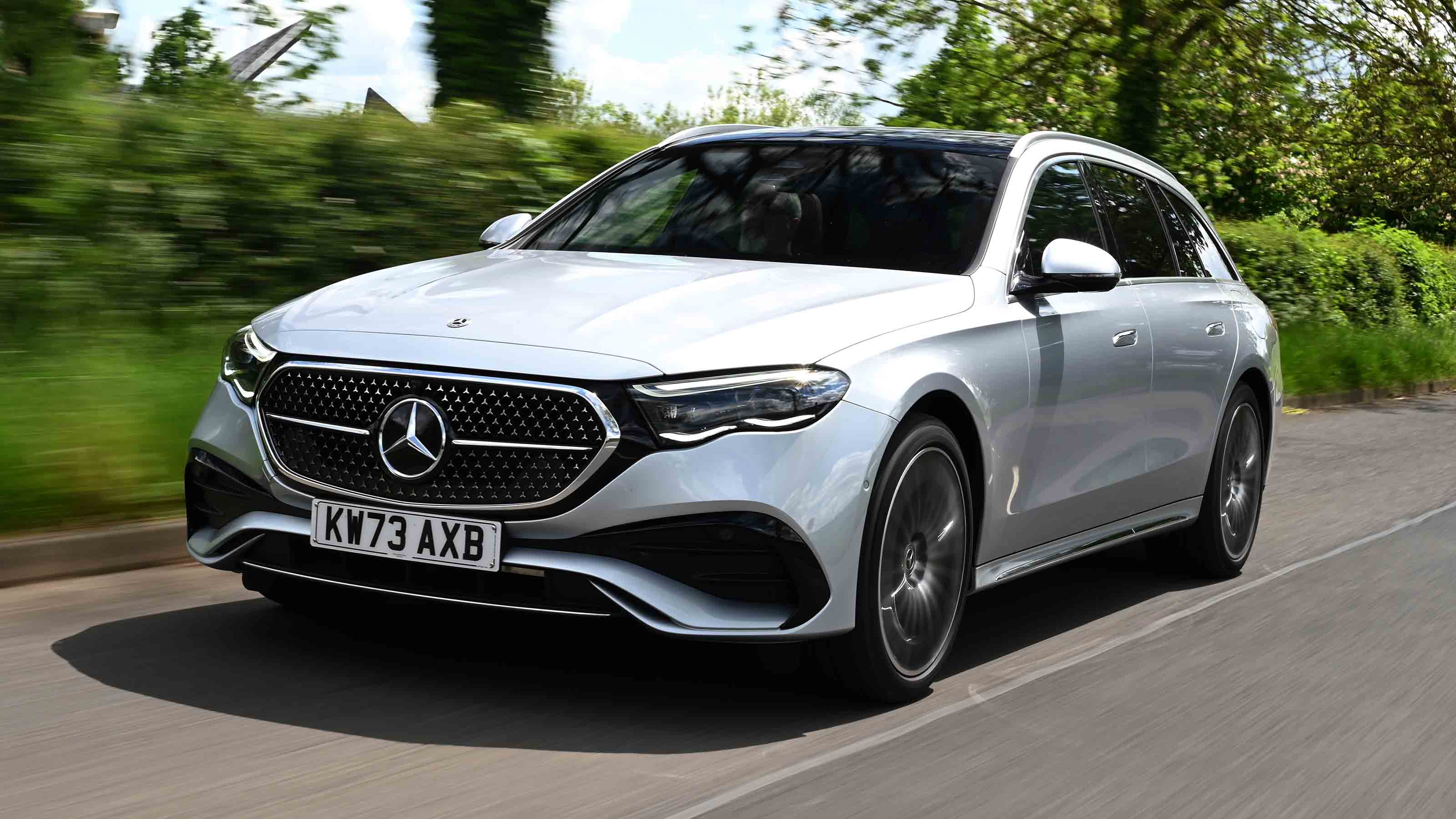 Mercedes E-Class Estate front quarter driving