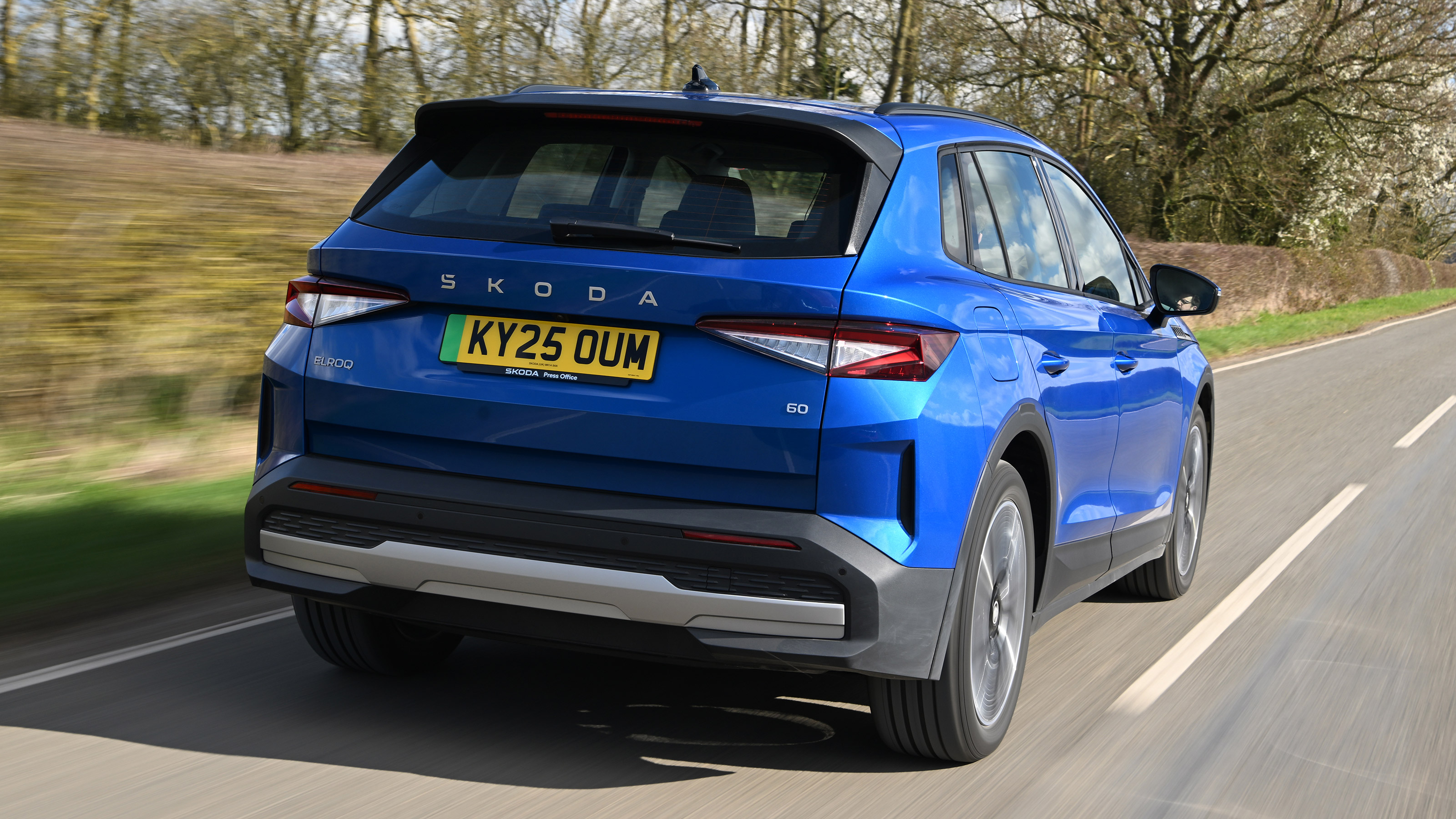 Skoda Elroq rear quarter driving