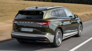 Skoda Enyaq facelift rear quarter driving