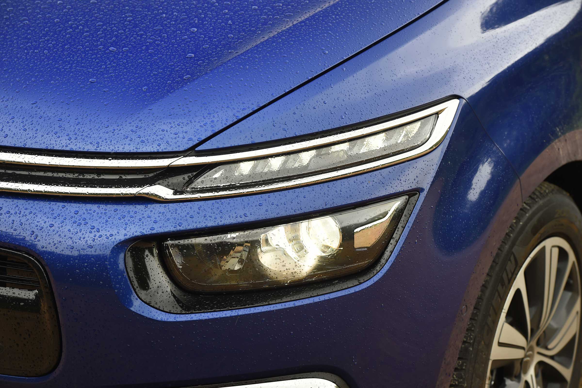 Citroen's chevron badge is flanked by a wide grille and LED daytime running lights