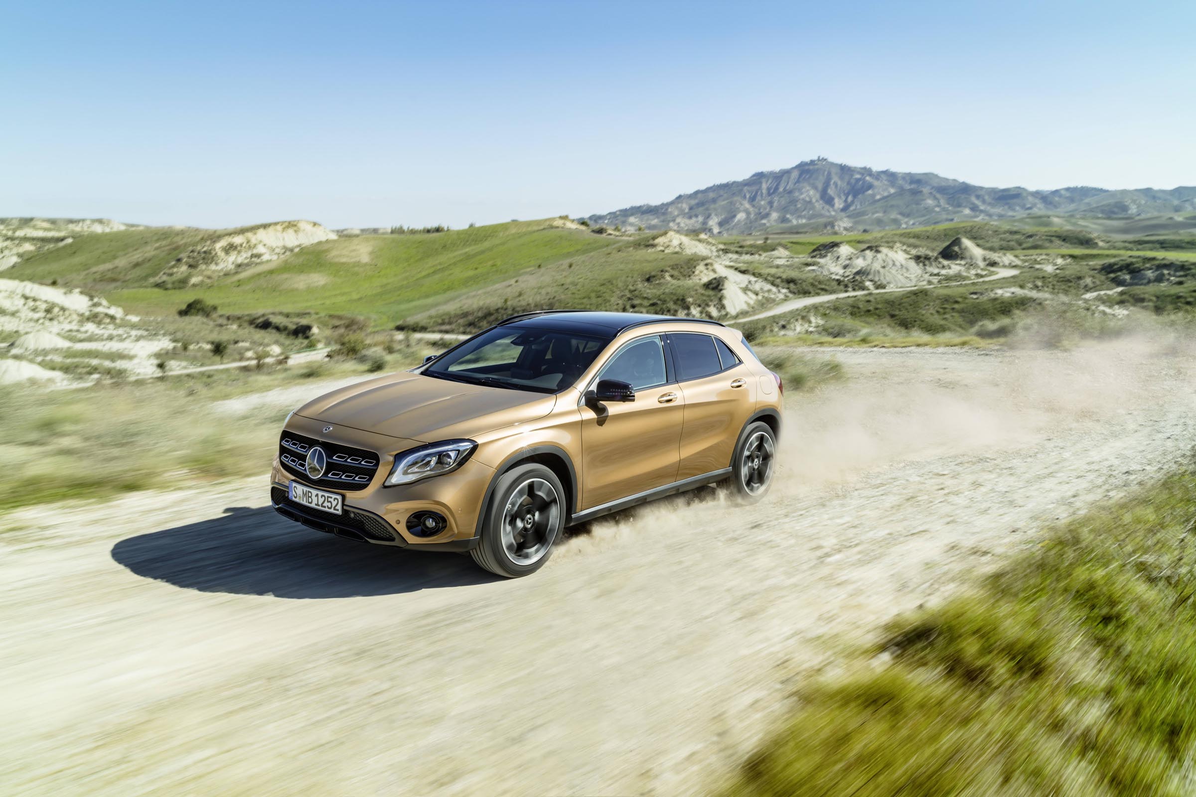 Pick the potent 376bhp GLA 45 AMG model and you’ll find new spoilers front and rear and two-tone alloy wheels