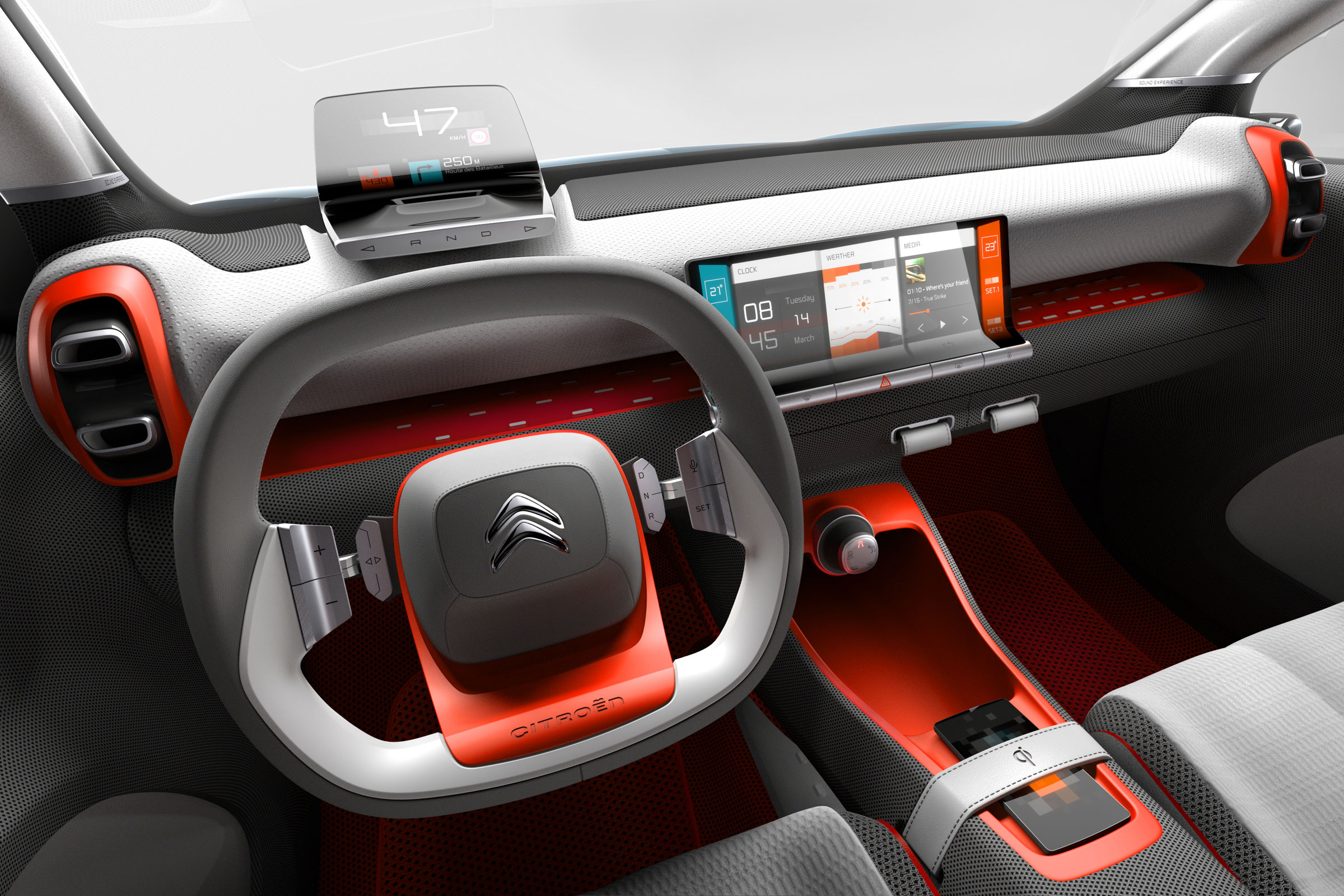 The gear selector is moved to a switch behind the steering wheel