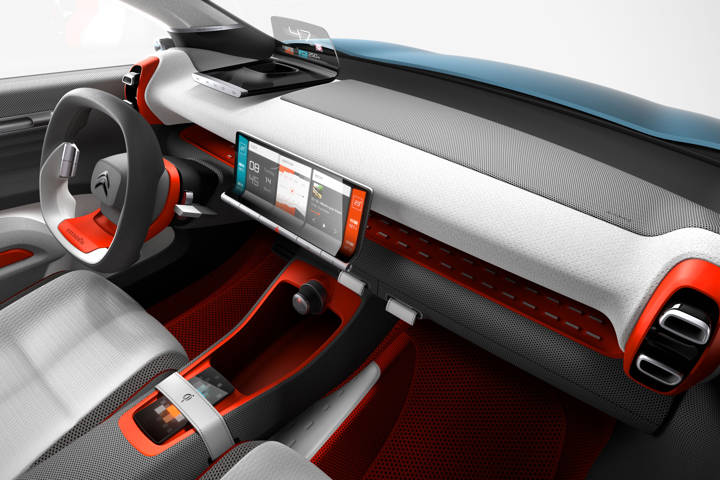 Wireless phone charging is featured on the concept