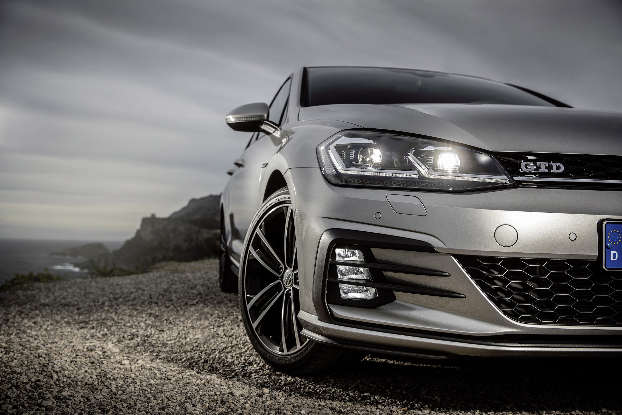 Unique to the Golf GTI and Golf GTD are strakes on the front foglights