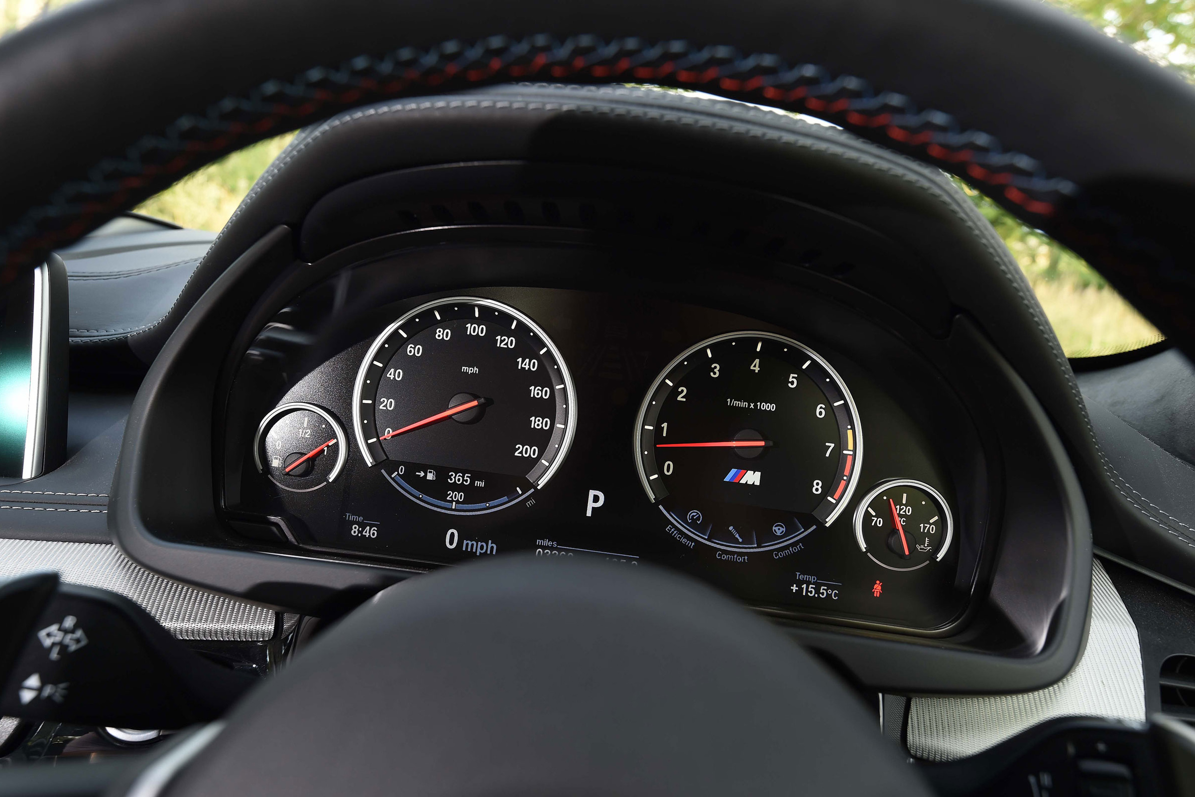 Sports gauges look clear, but the lack of a digital instrument cluster means the X6 is starting to show its age
