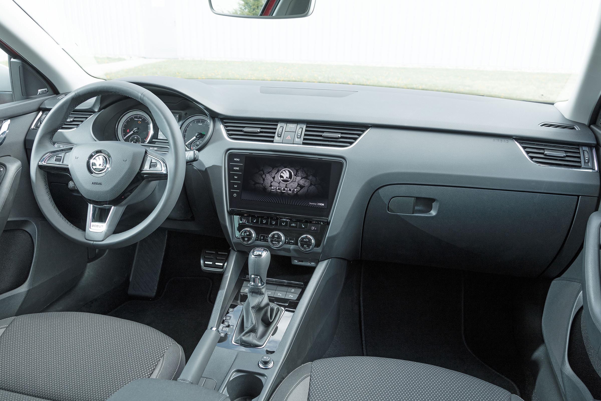 The Scout is available with the upgraded infotainment screen offered throughout the Octavia range, but sat nav is £1,000