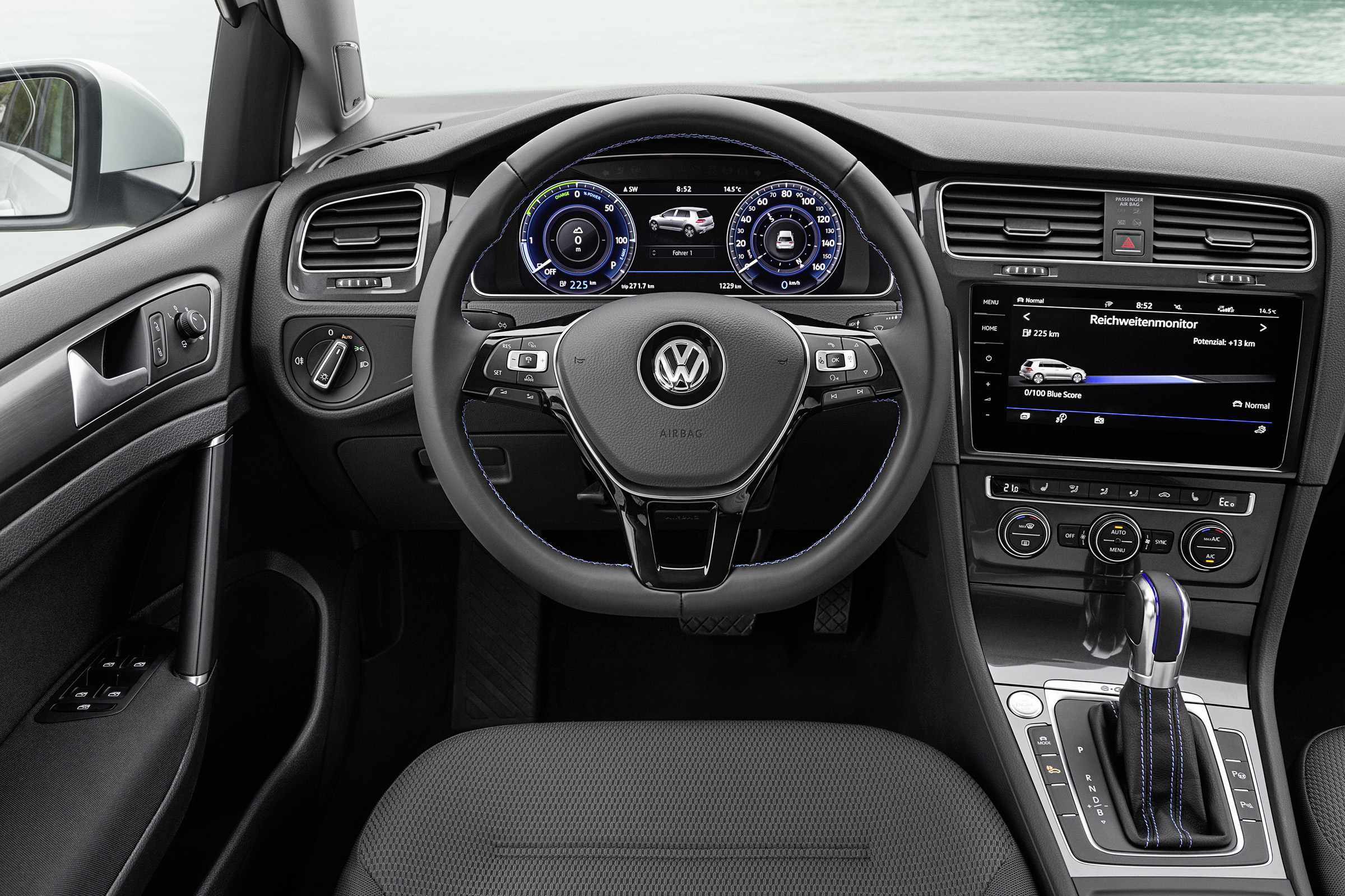 Inside, the e-Golf is barely different from its petrol or diesel sisters