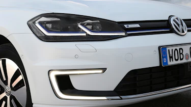 C-shape daytime running lights distinguish the front end of the e-Golf