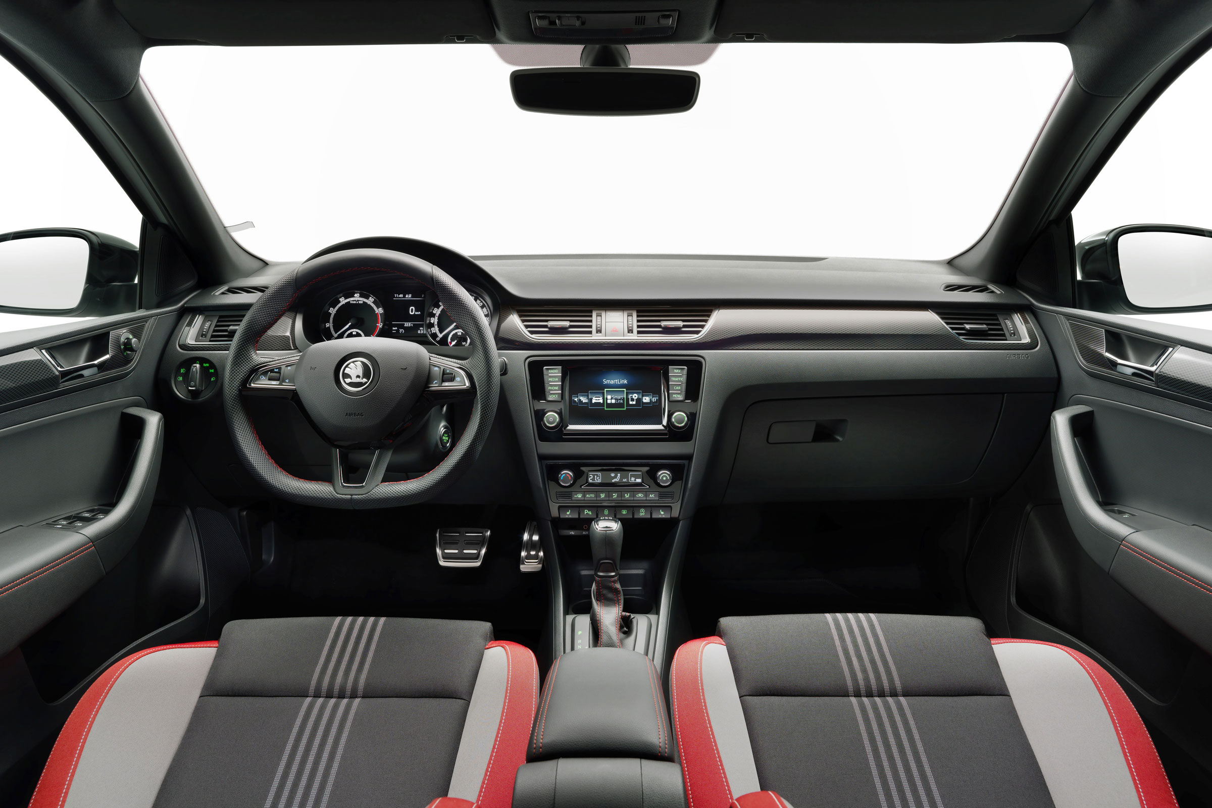 A new flat-bottomed sports steering wheel is also available. The infotainment system update brings real-time traffic updates