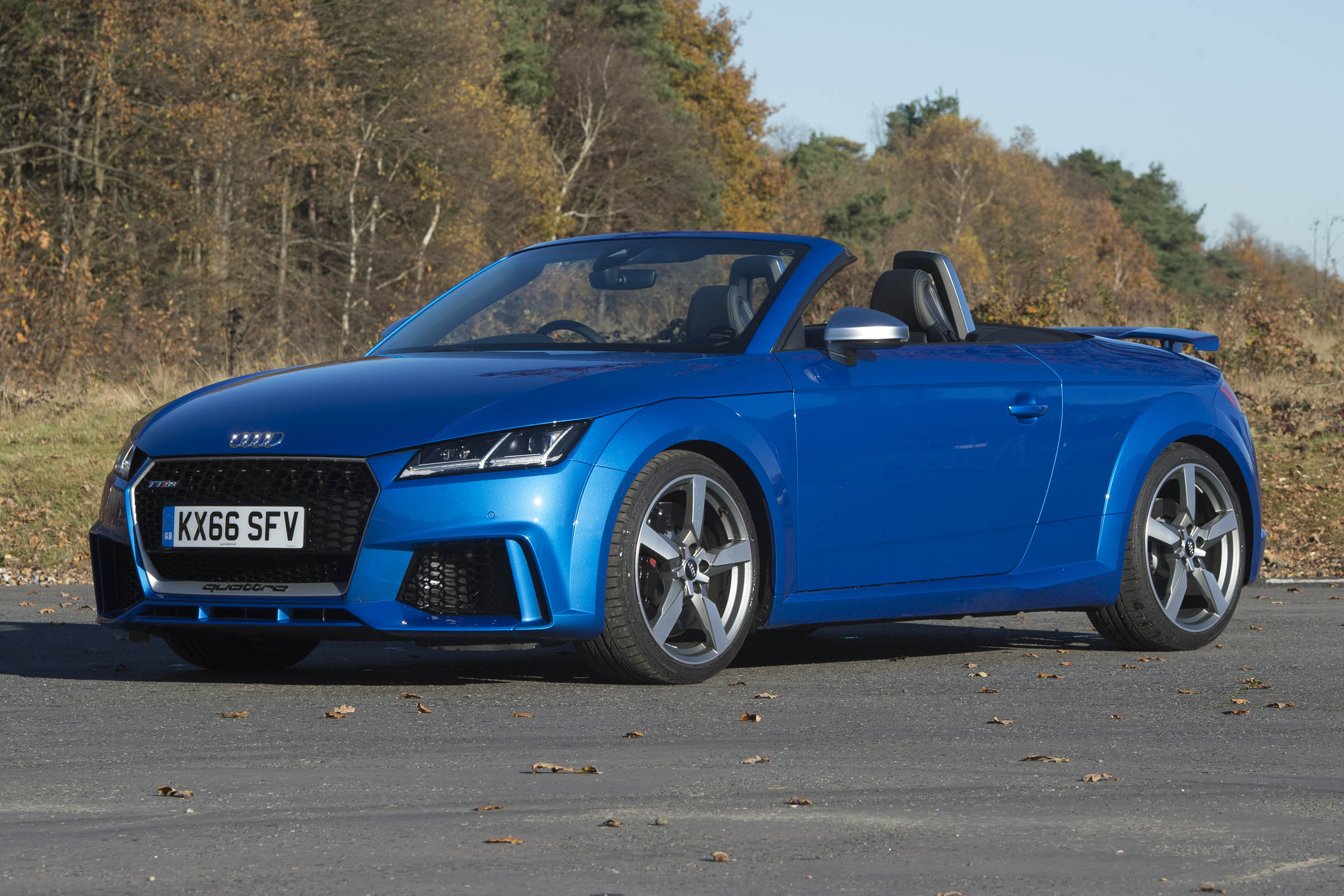 The Audi TT RS Roadster is a high-performance sports car with supercar-like performance