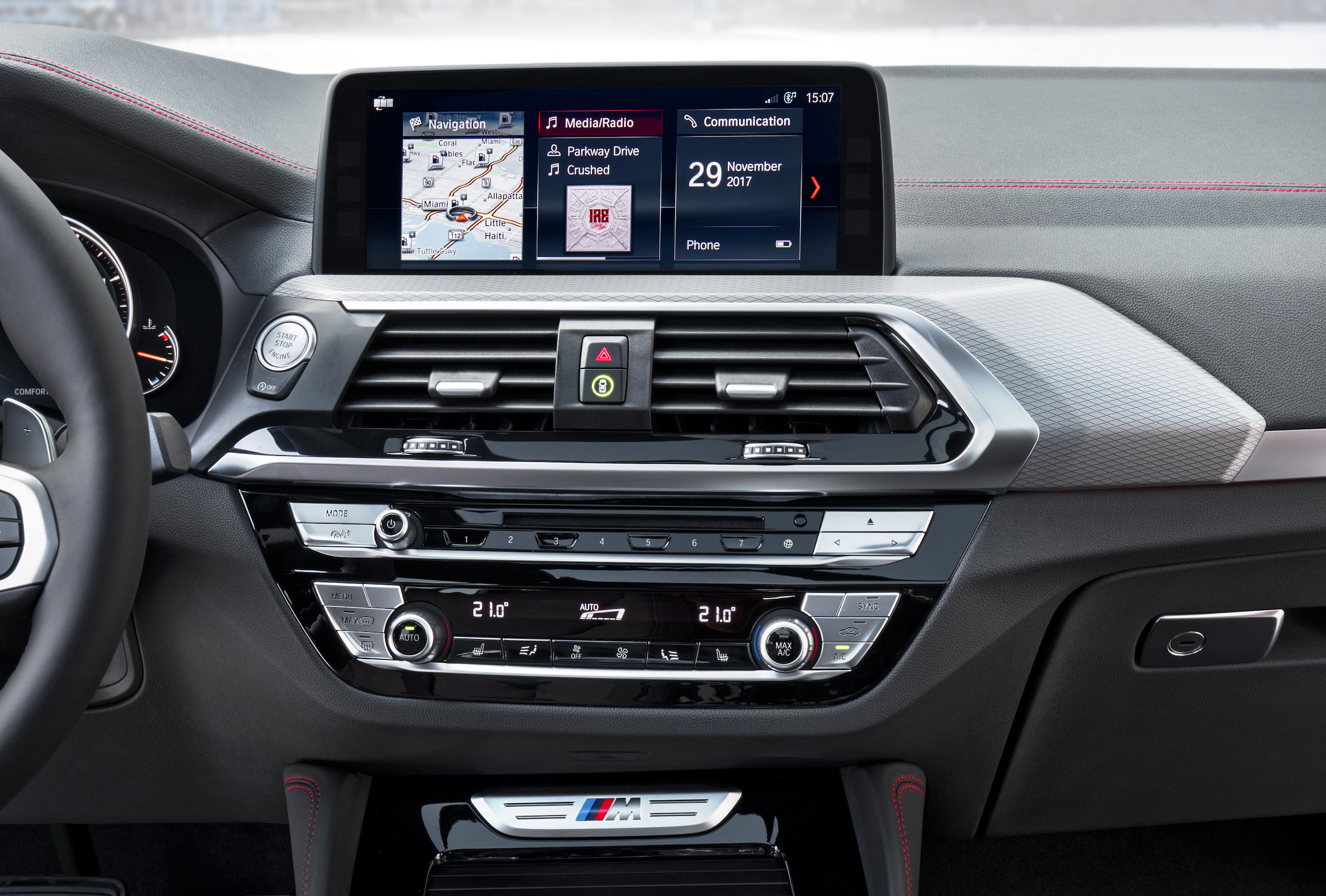 BMW X4 detail interior shot, centre console
