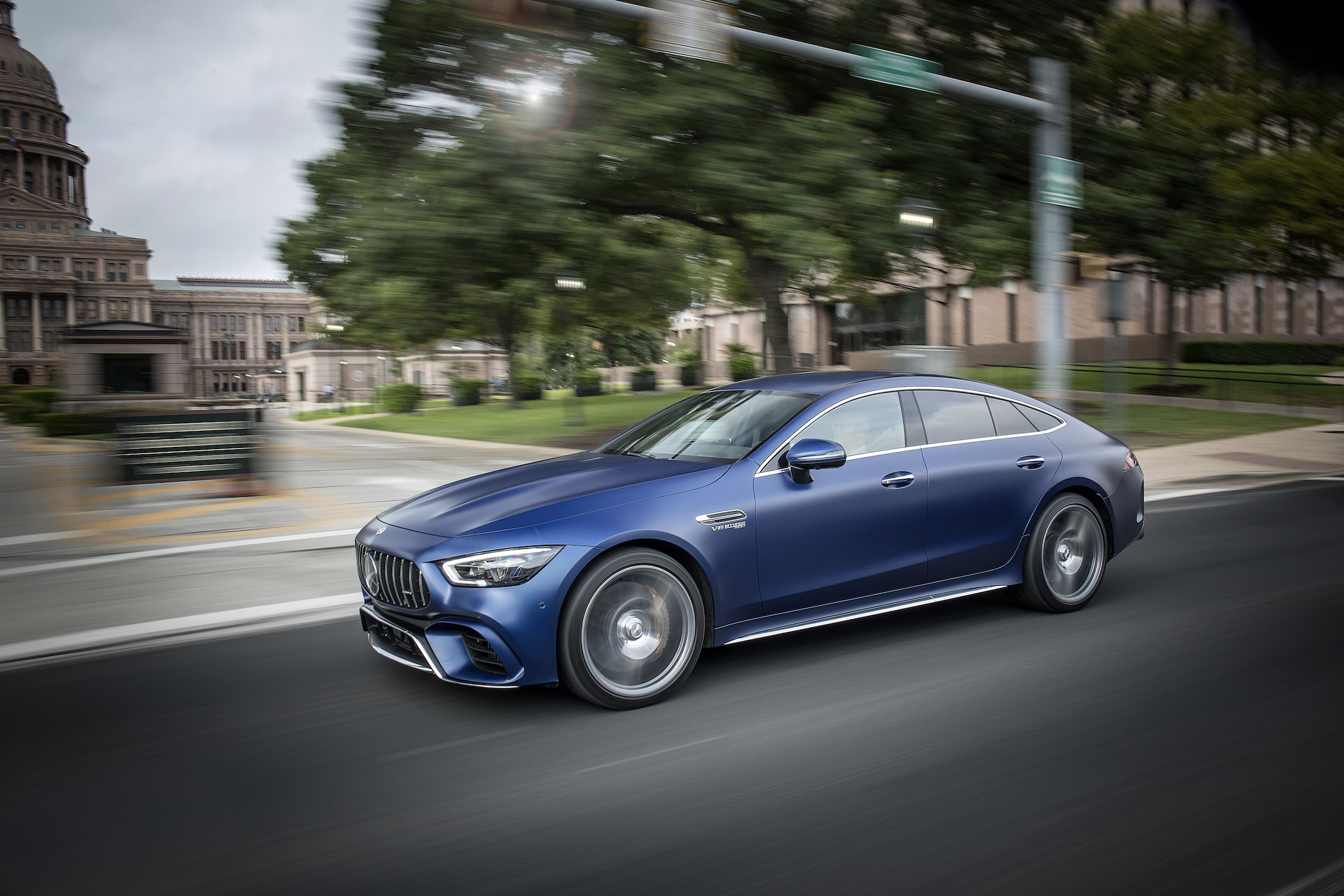 Mercedes-AMG GT 63 left hand tracking shot