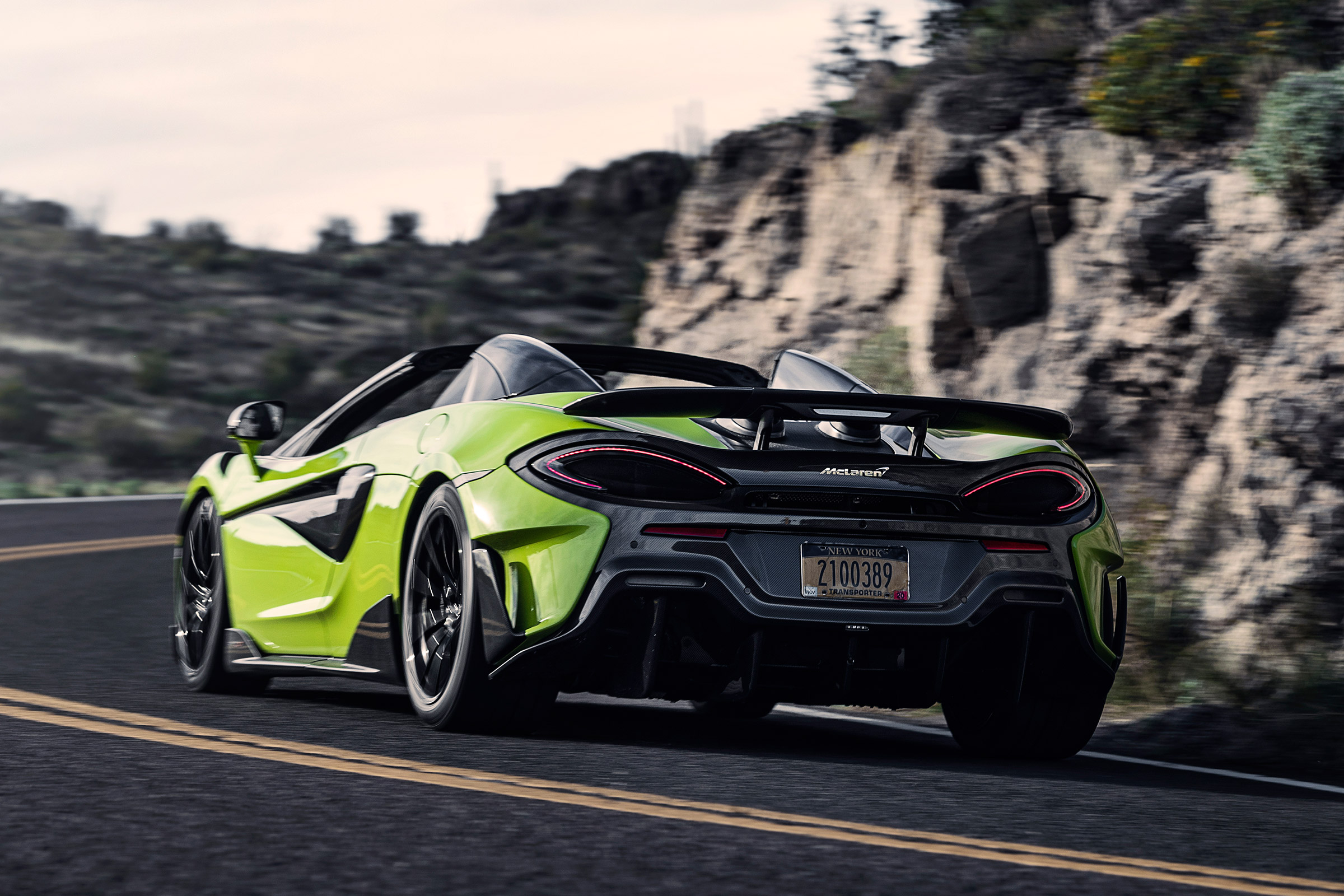 McLaren 600LT Spider convertible rear tracking