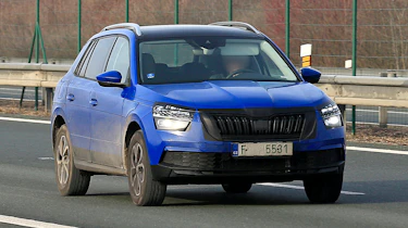 Blue Skoda Kamiq front end