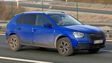 Blue Skoda Kamiq front side view