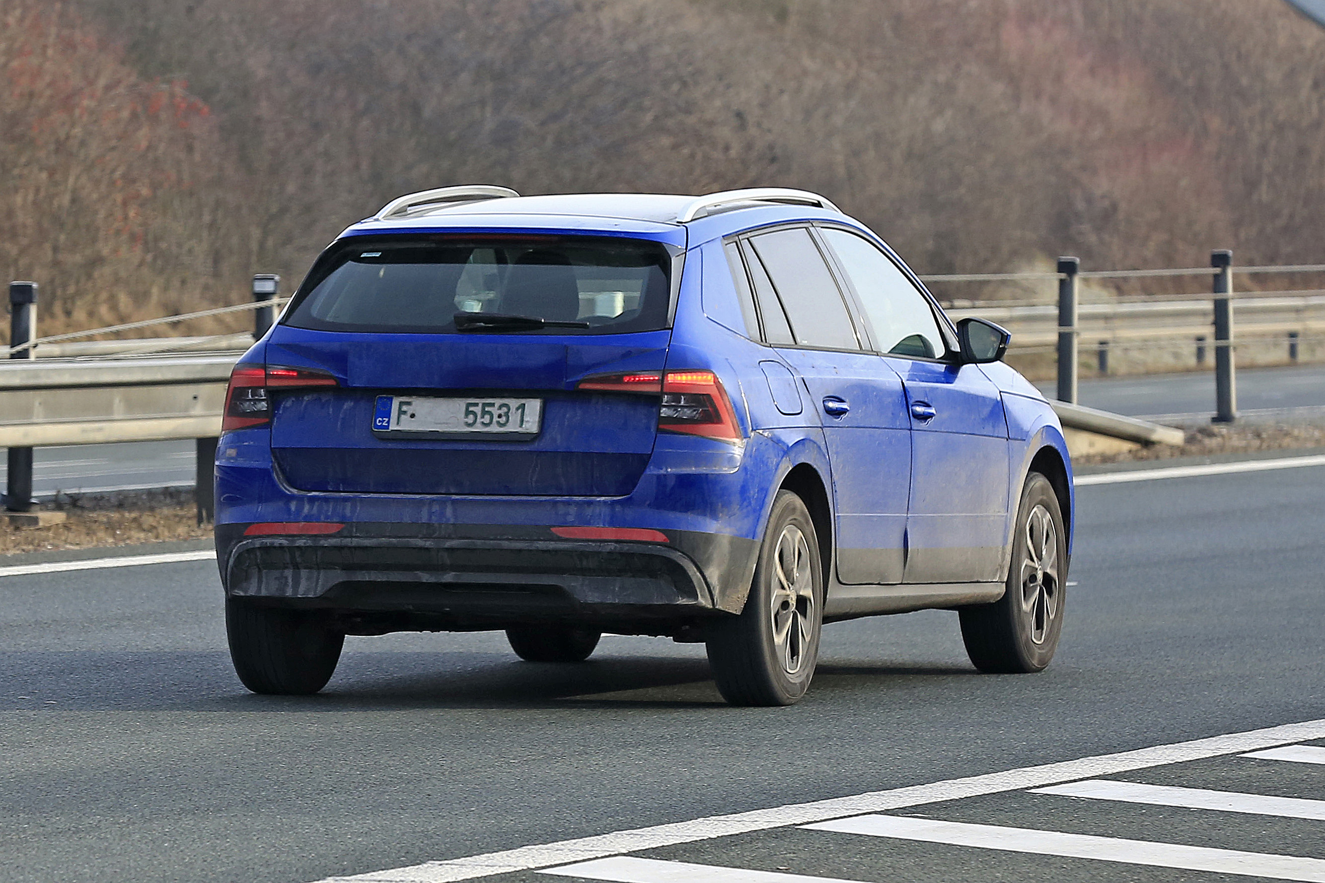 Blue Skoda Kamiq rear view