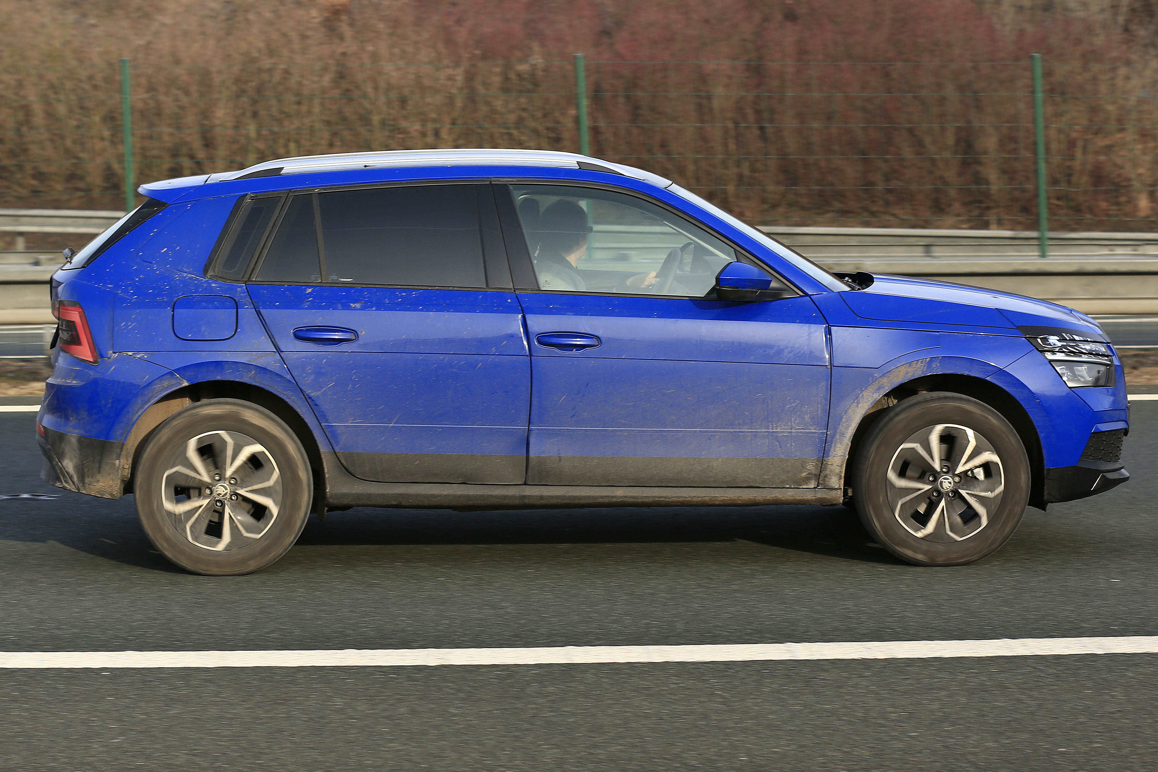 Blue Skoda Kamiq side on