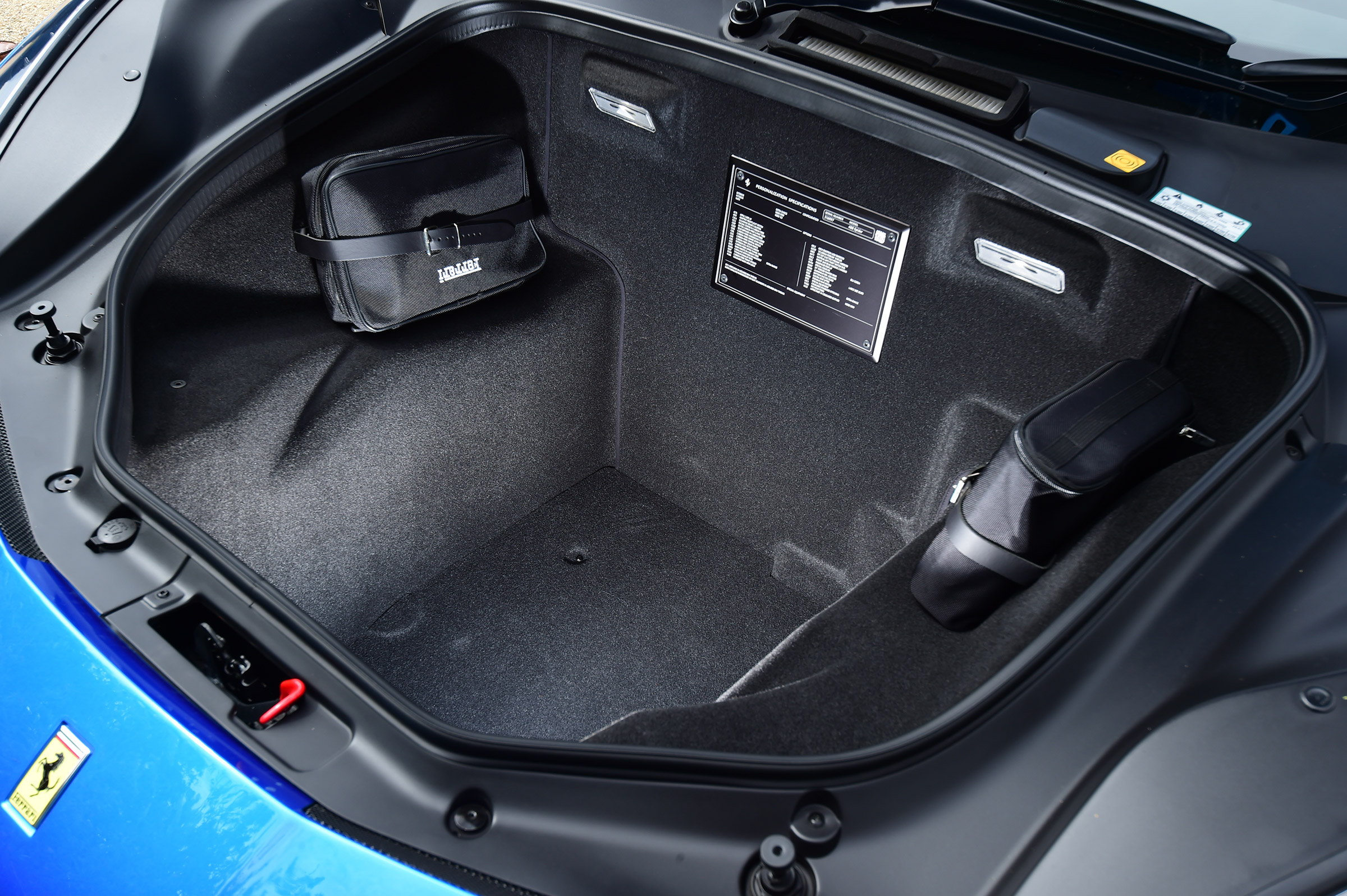 Ferrari 488 Spider convertible luggage compartment
