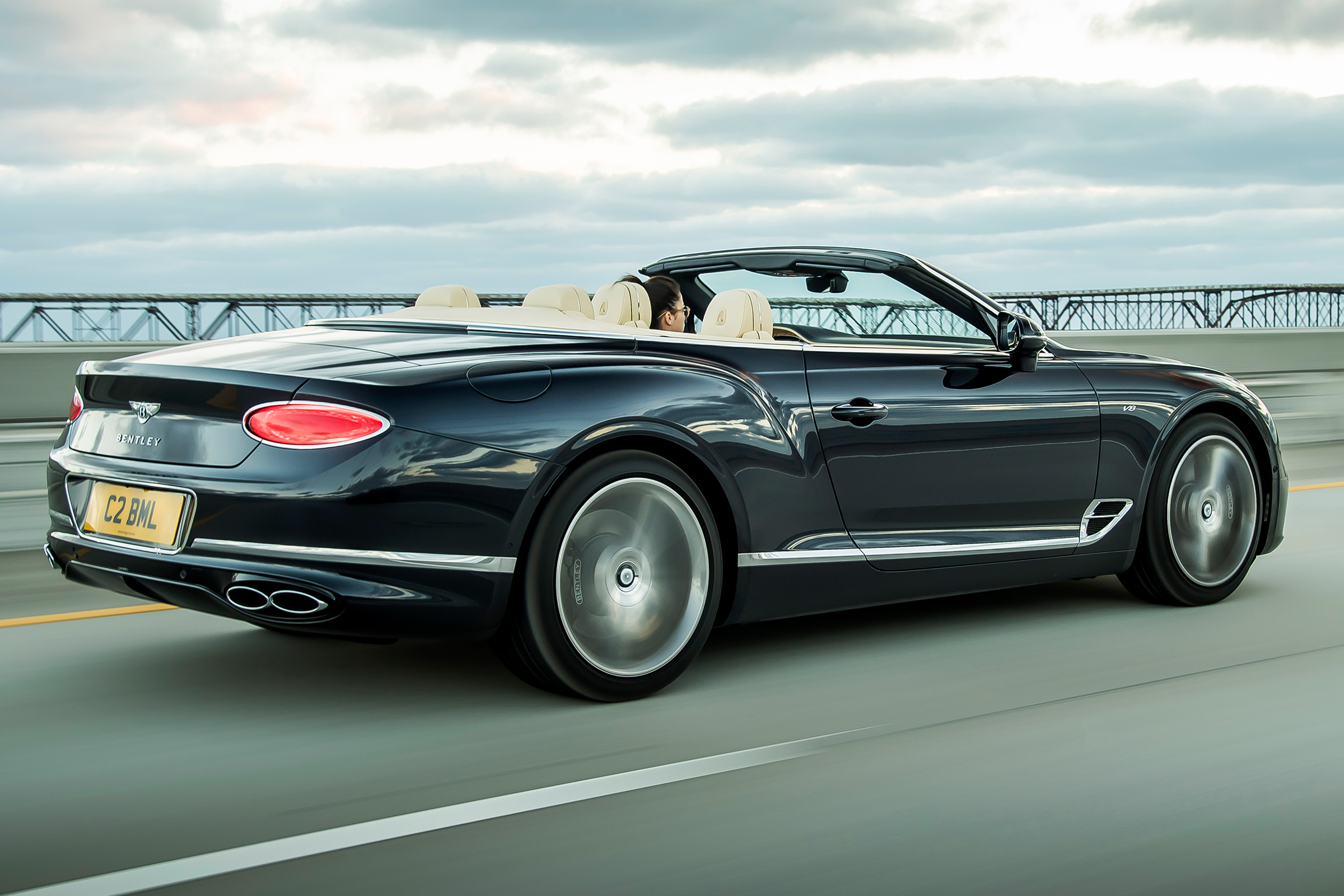 Bentley Continental GT V8 convertible rear tracking