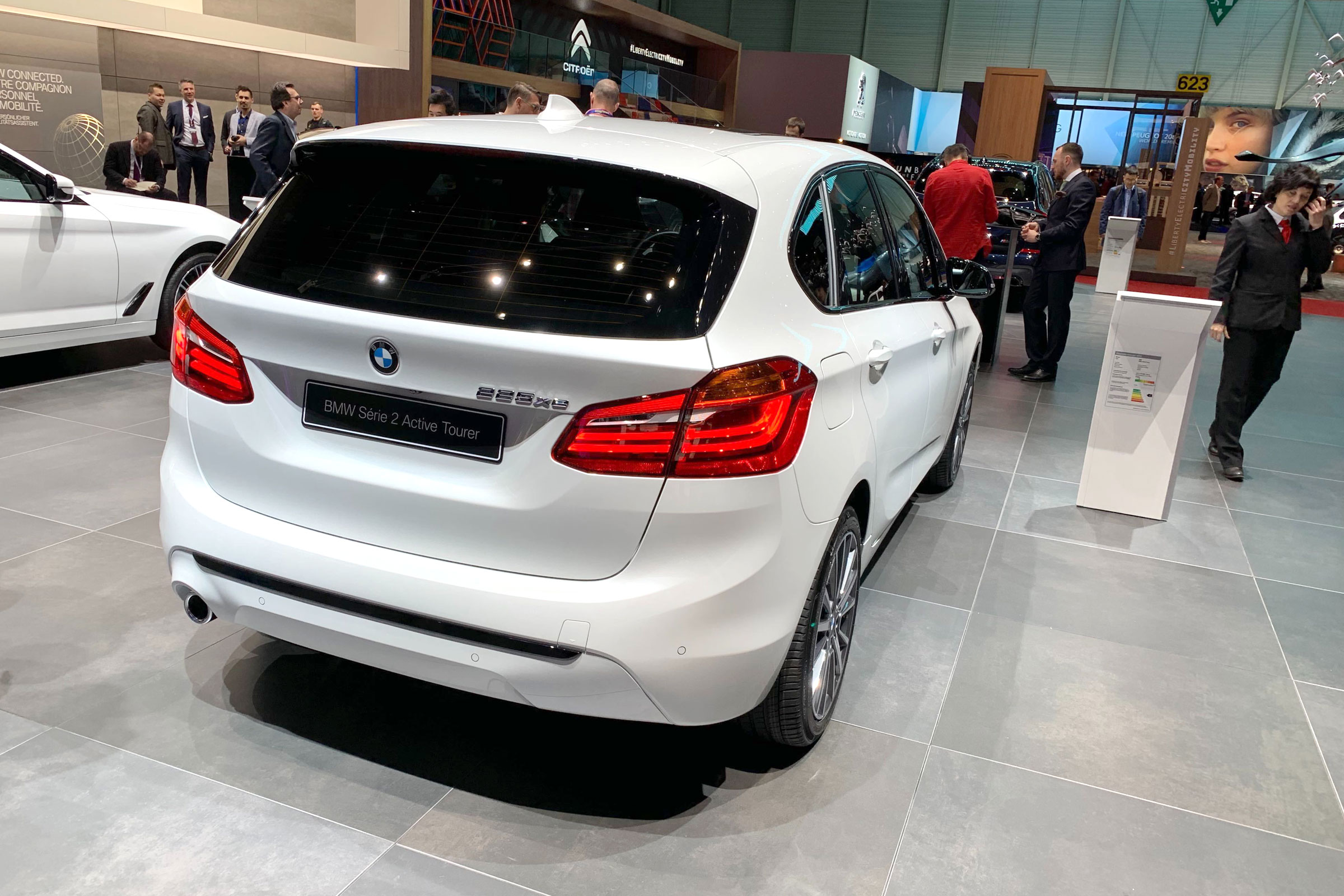 BMW 225xe rear static at the 2019 Geneva Motor Show
