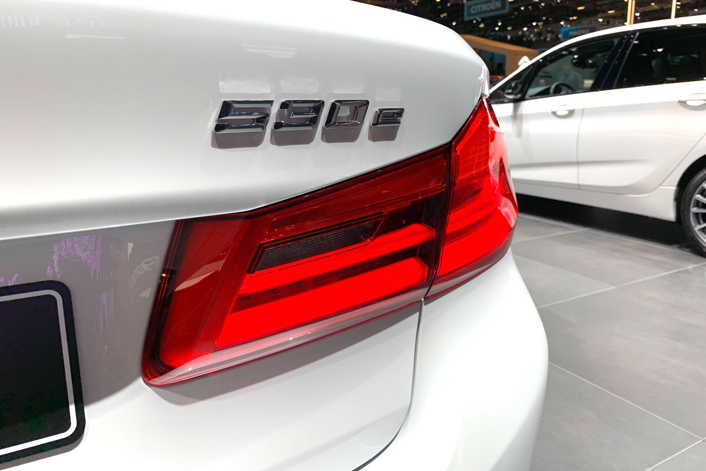 BMW 530e badge at the 2019 Geneva Motor Show