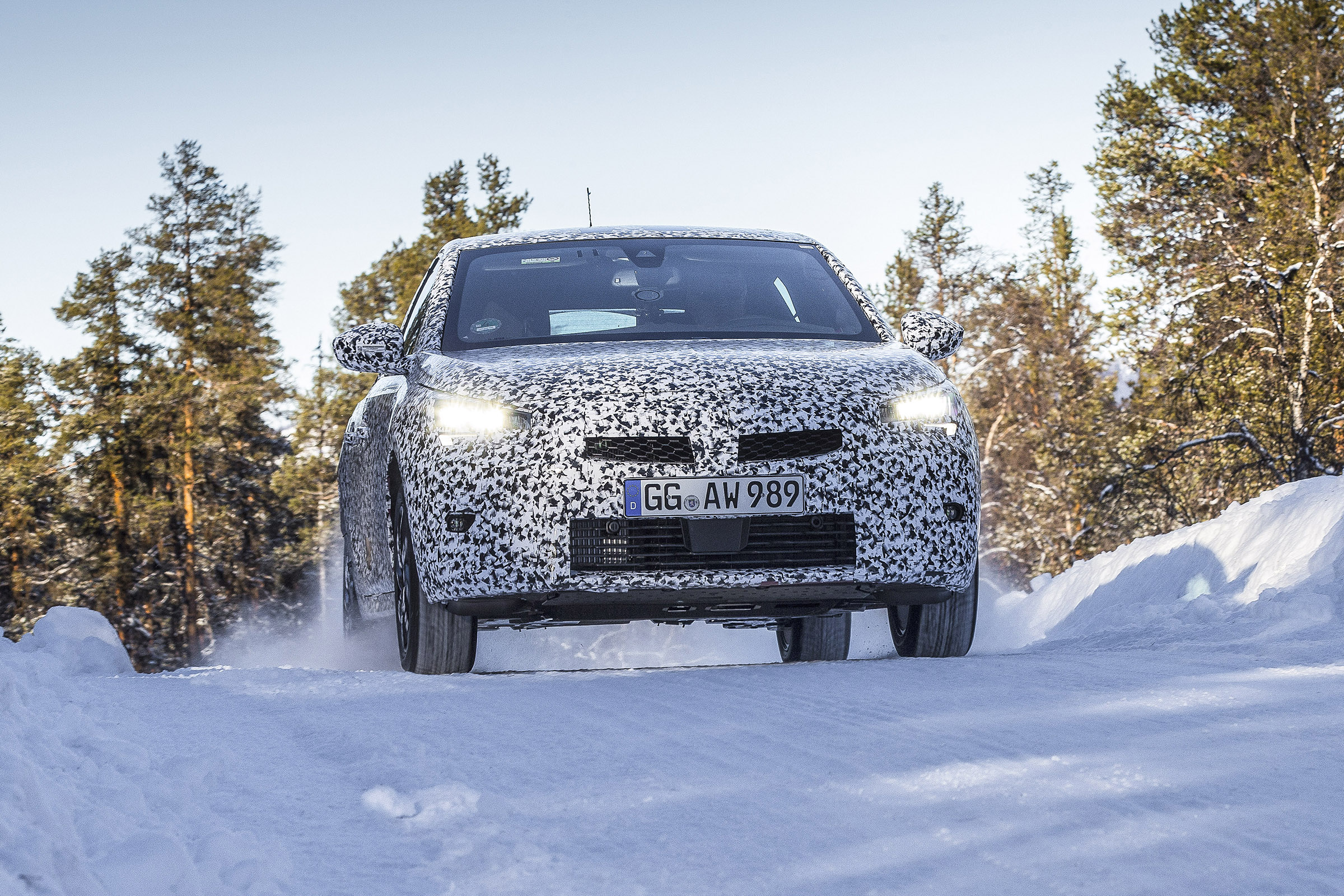 2019 Vauxhall Corsa Prototype winter testing front 