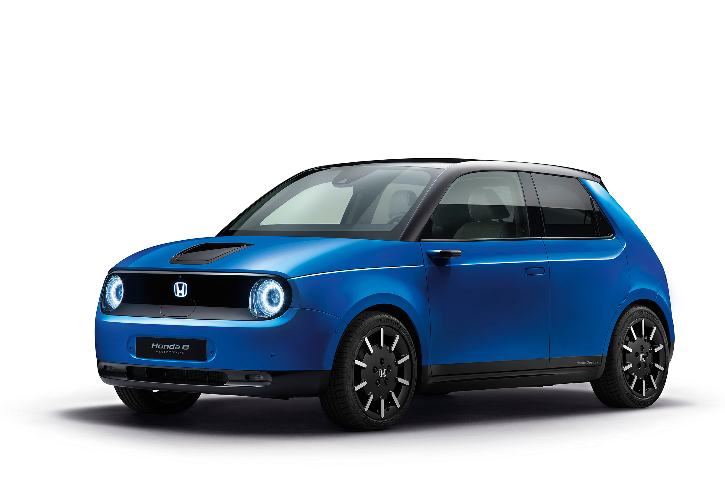 Honda e front blue