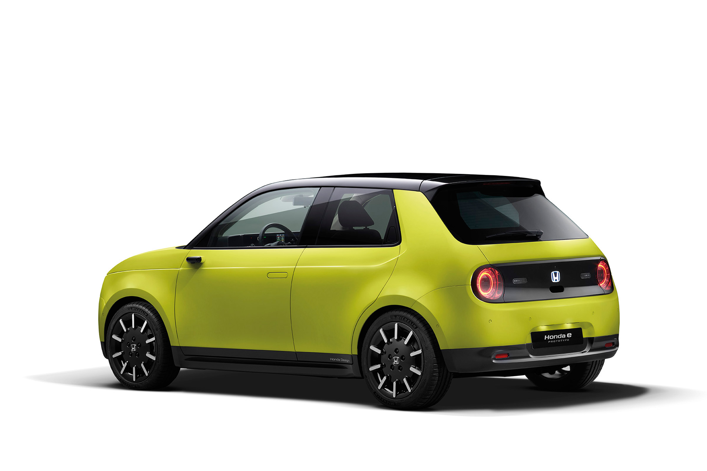 Honda e rear yellow