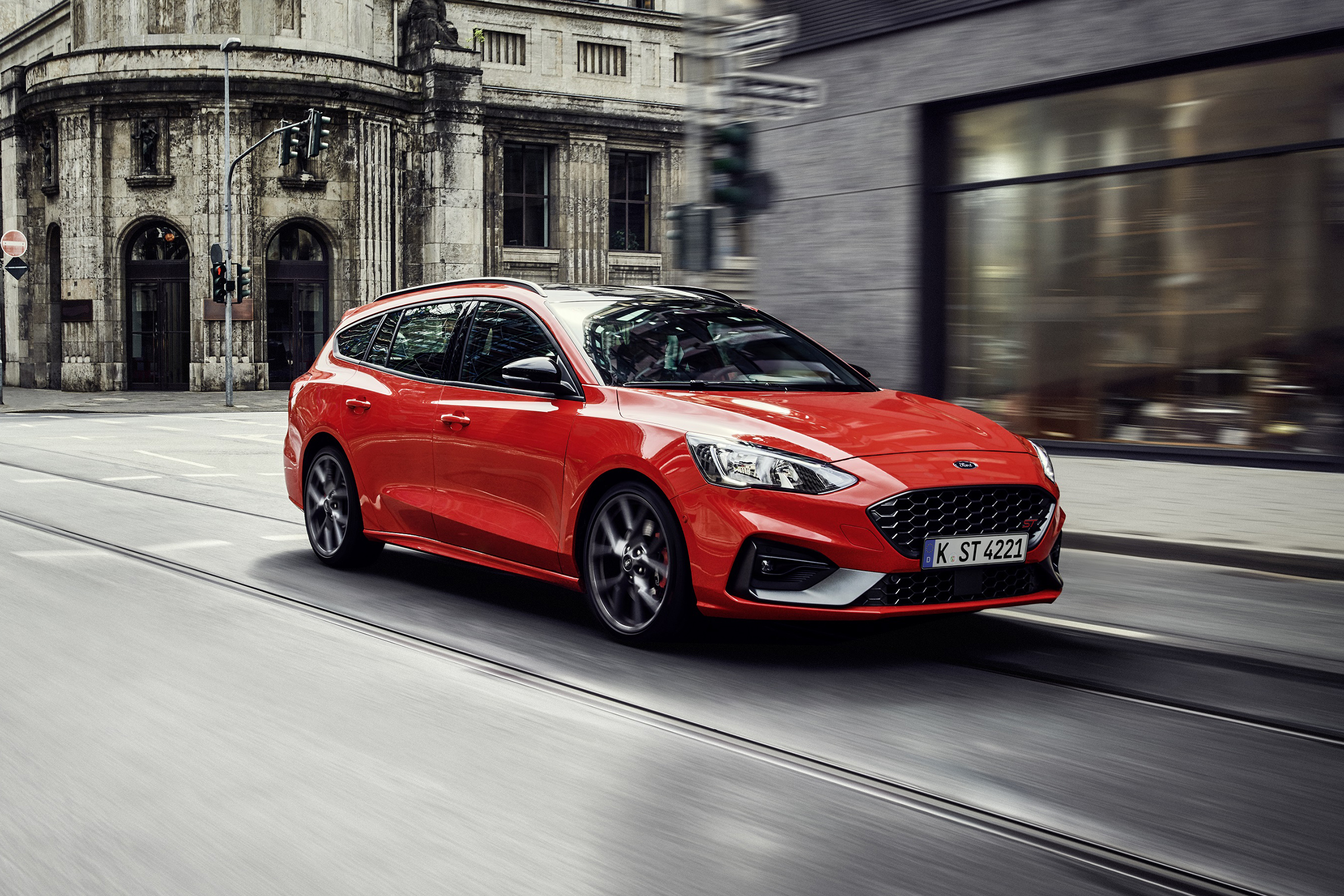 2019 Ford Focus ST estate - three quarter driving 