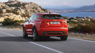Jaguar E-Pace Chequered Flag driving away from camera